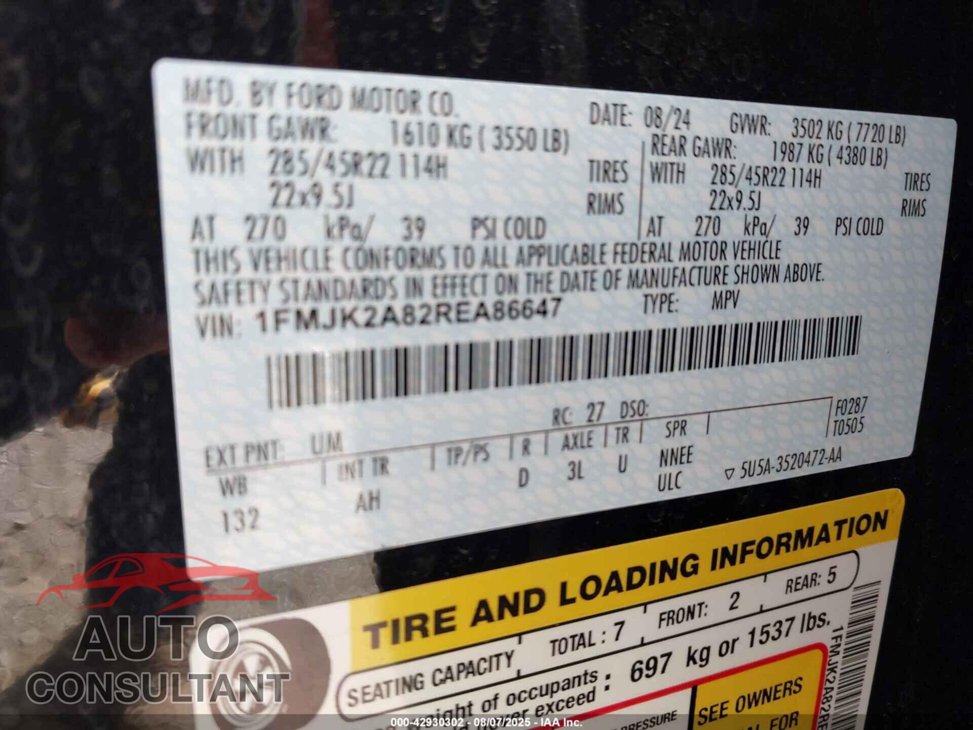 FORD EXPEDITION 2024 - 1FMJK2A82REA86647
