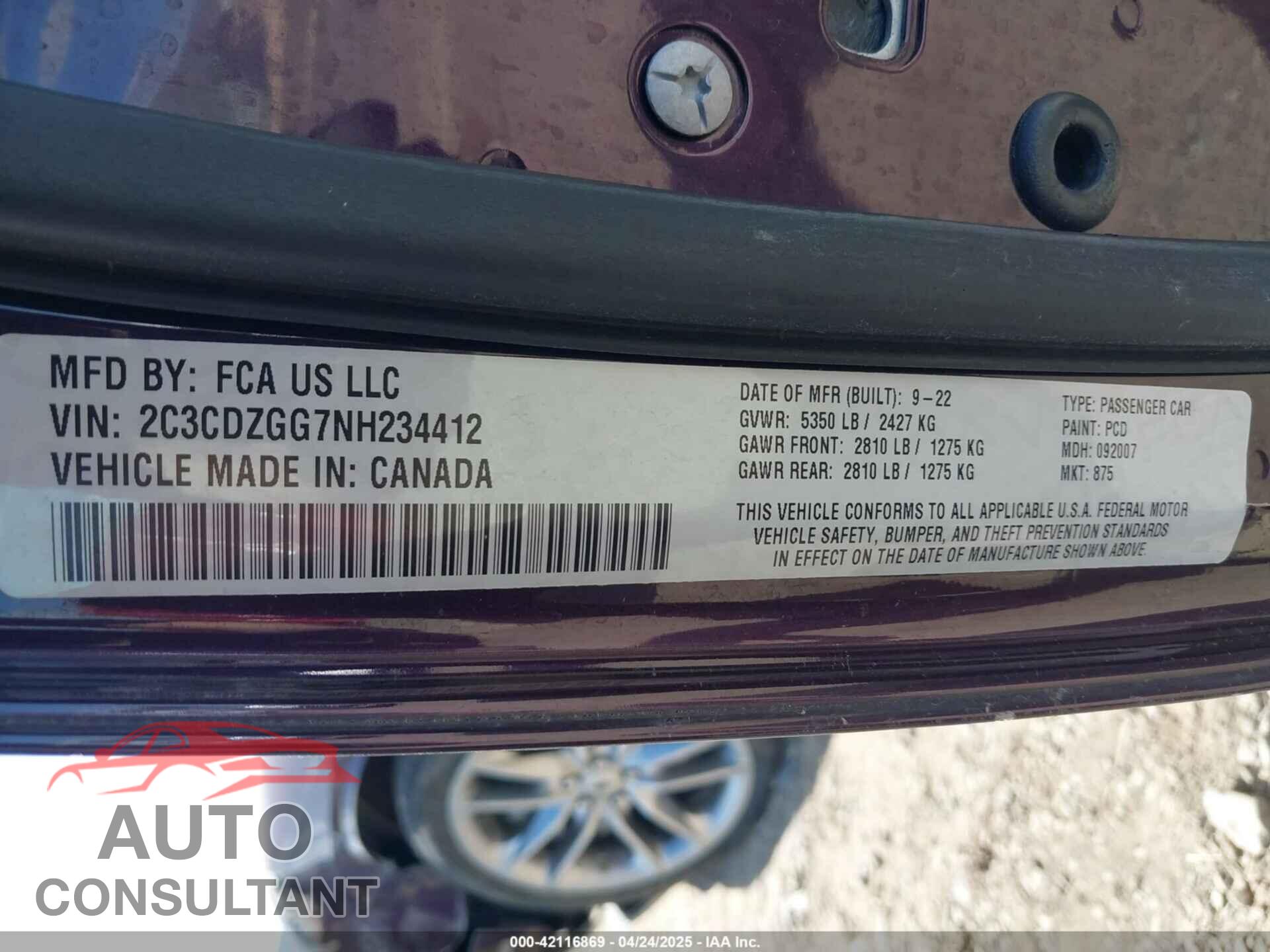 DODGE CHALLENGER 2022 - 2C3CDZGG7NH234412