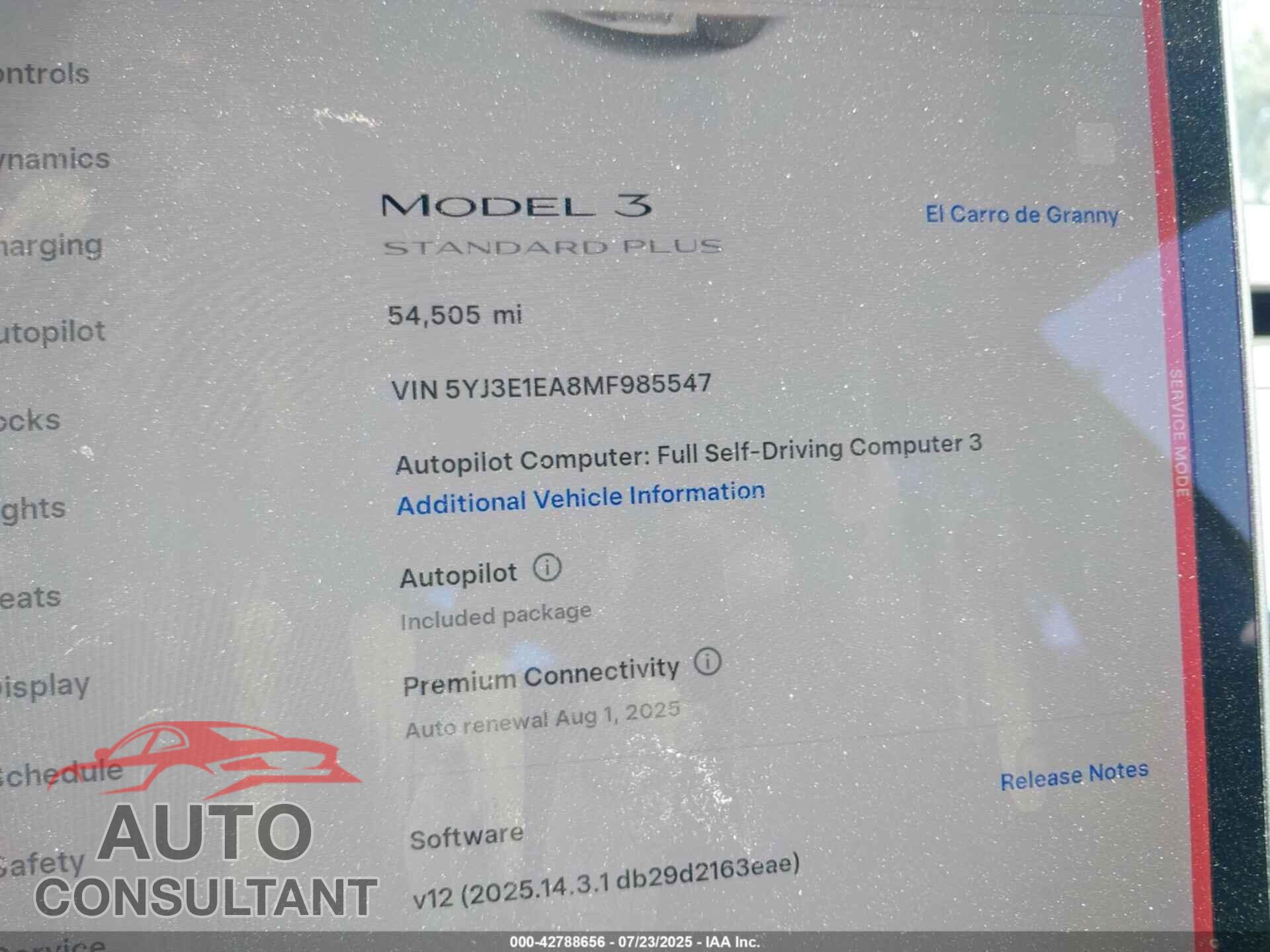 TESLA MODEL 3 2021 - 5YJ3E1EA8MF985547