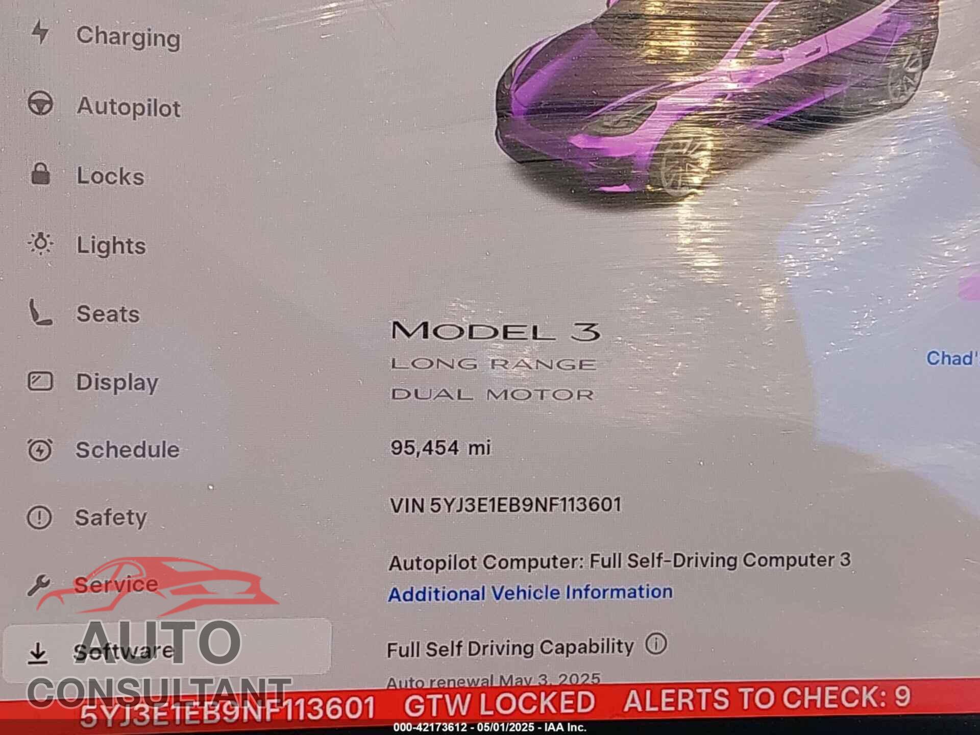 TESLA MODEL 3 2022 - 5YJ3E1EB9NF113601