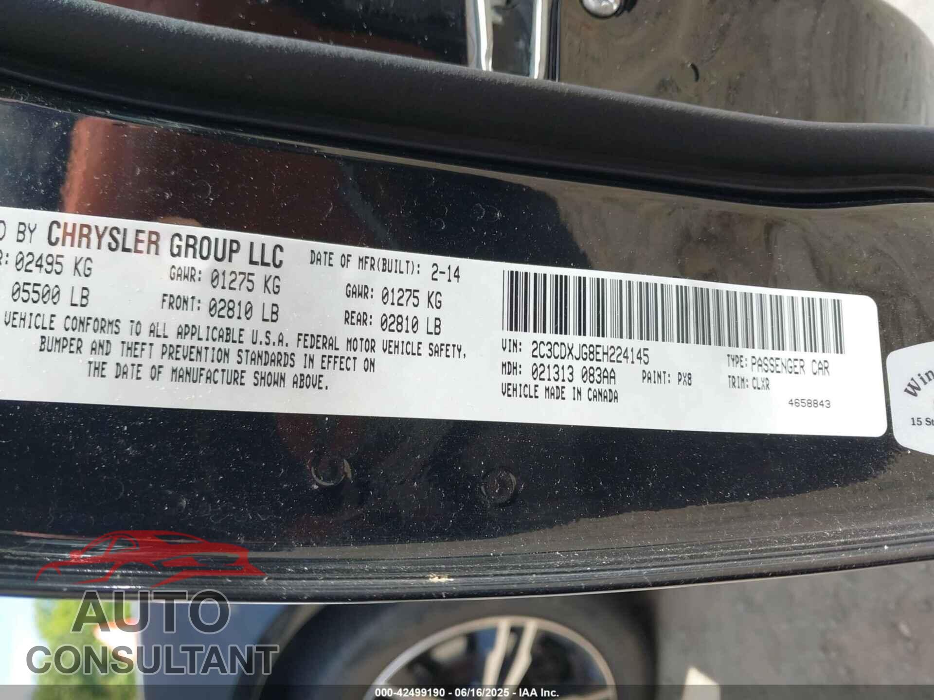 DODGE CHARGER 2014 - 2C3CDXJG8EH224145