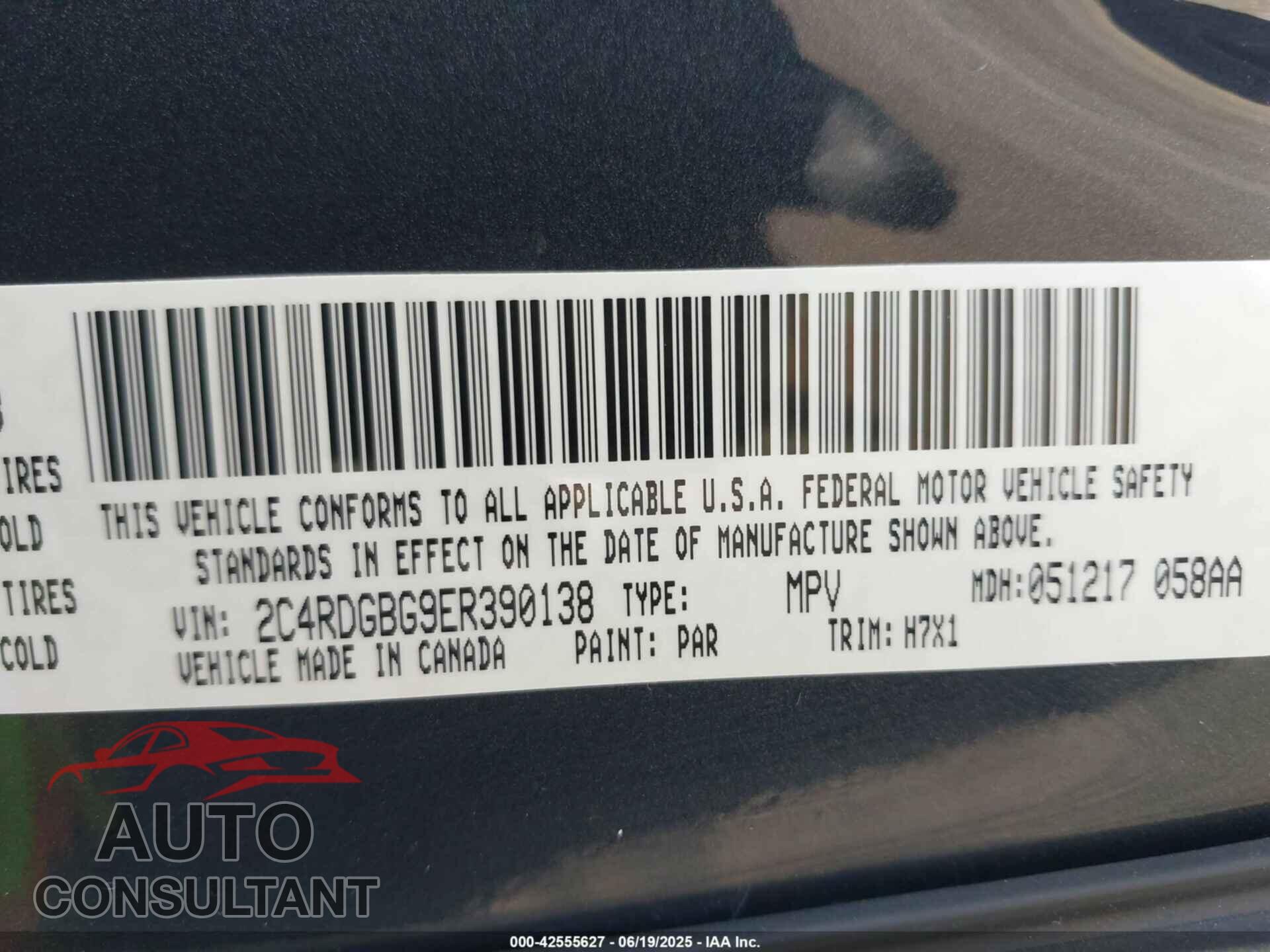 DODGE GRAND CARAVAN 2014 - 2C4RDGBG9ER390138