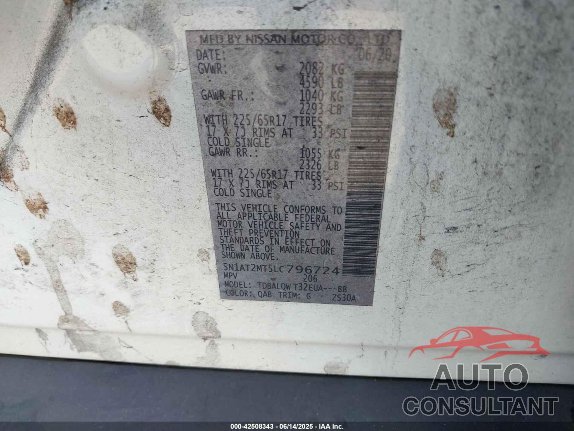 NISSAN ROGUE 2020 - 5N1AT2MT5LC796724
