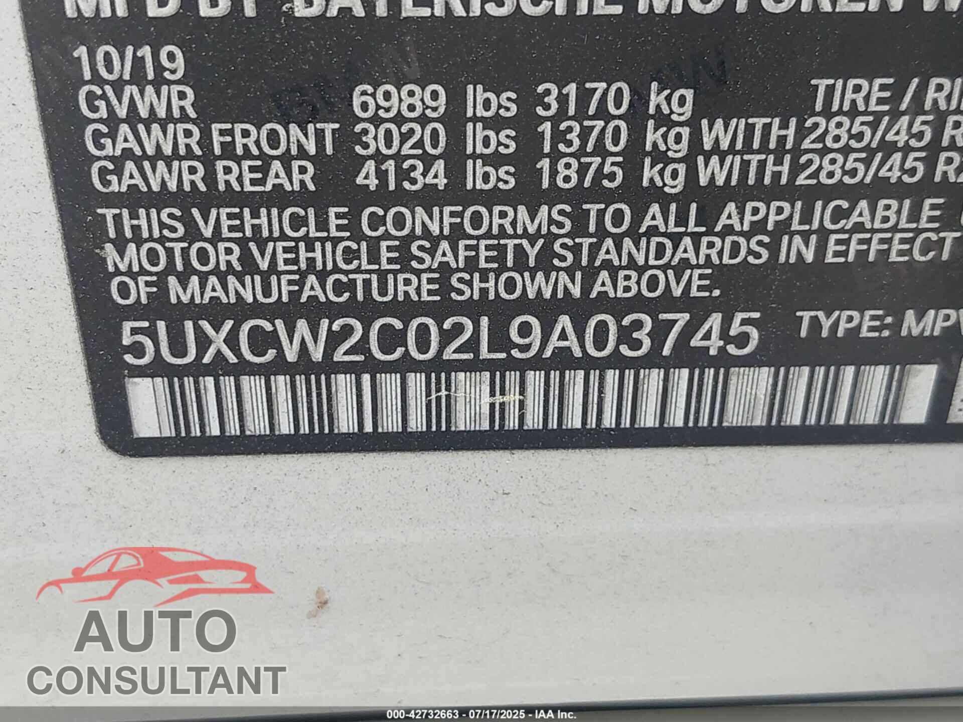 BMW X7 2020 - 5UXCW2C02L9A03745