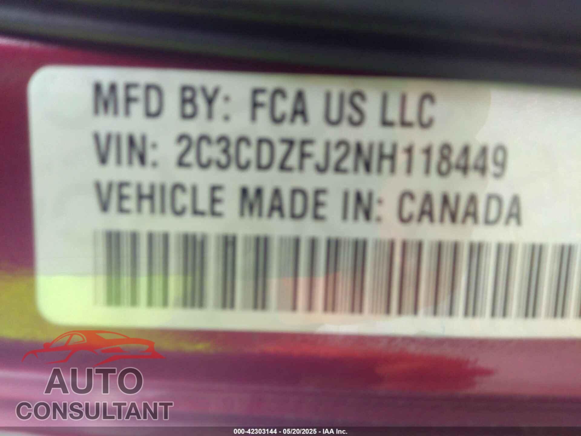 DODGE CHALLENGER 2022 - 2C3CDZFJ2NH118449