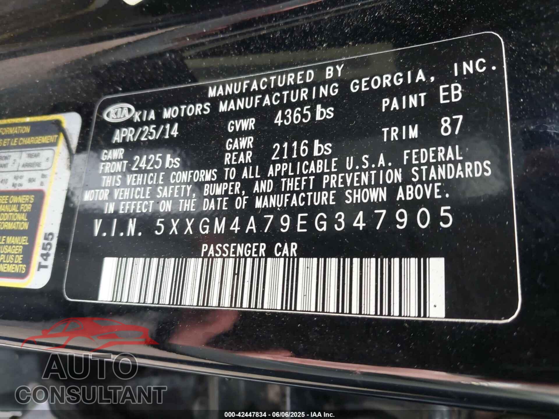 KIA OPTIMA 2014 - 5XXGM4A79EG347905