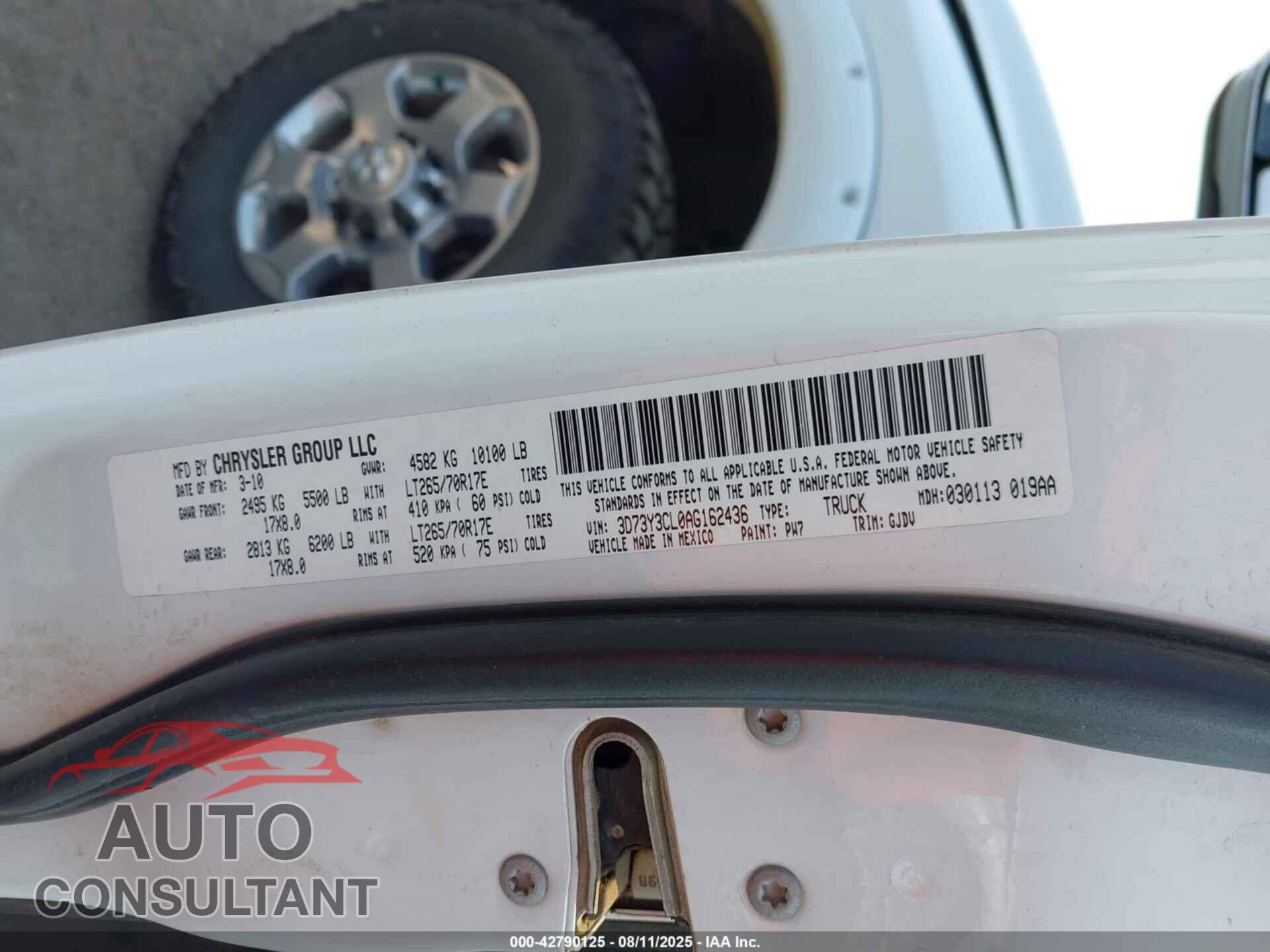 DODGE RAM 3500 2010 - 3D73Y3CL0AG162436