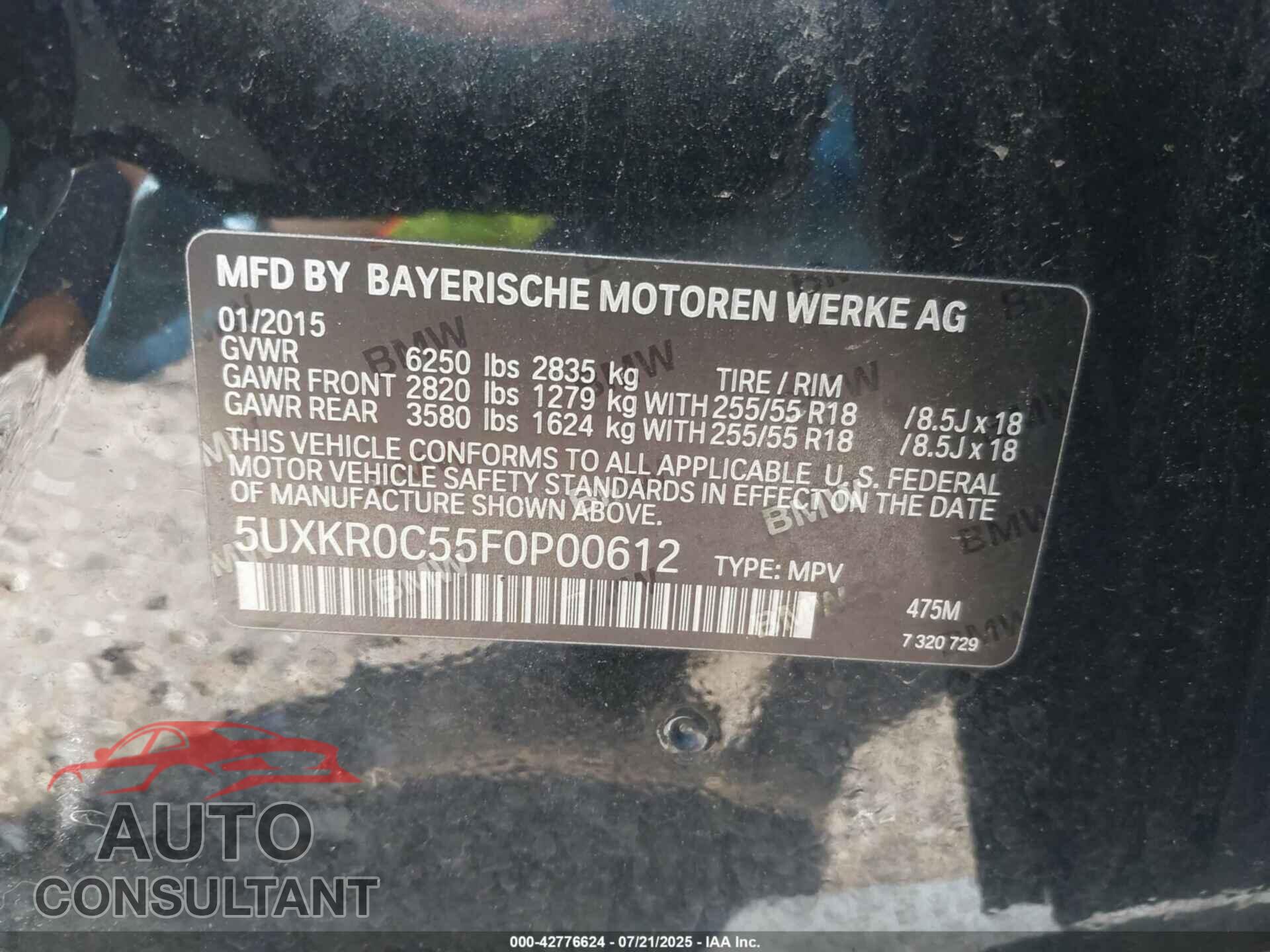 BMW X5 2015 - 5UXKR0C55F0P00612