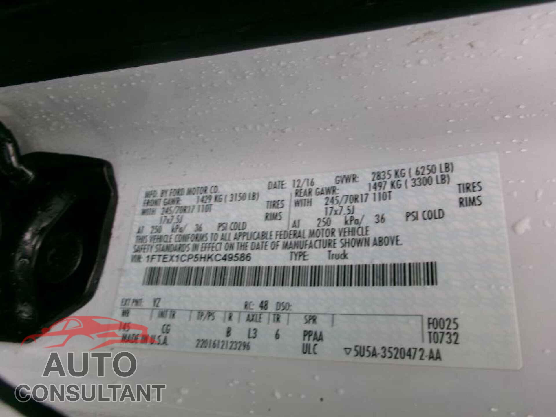 FORD F150 2017 - 1FTEX1CP5HKC49586