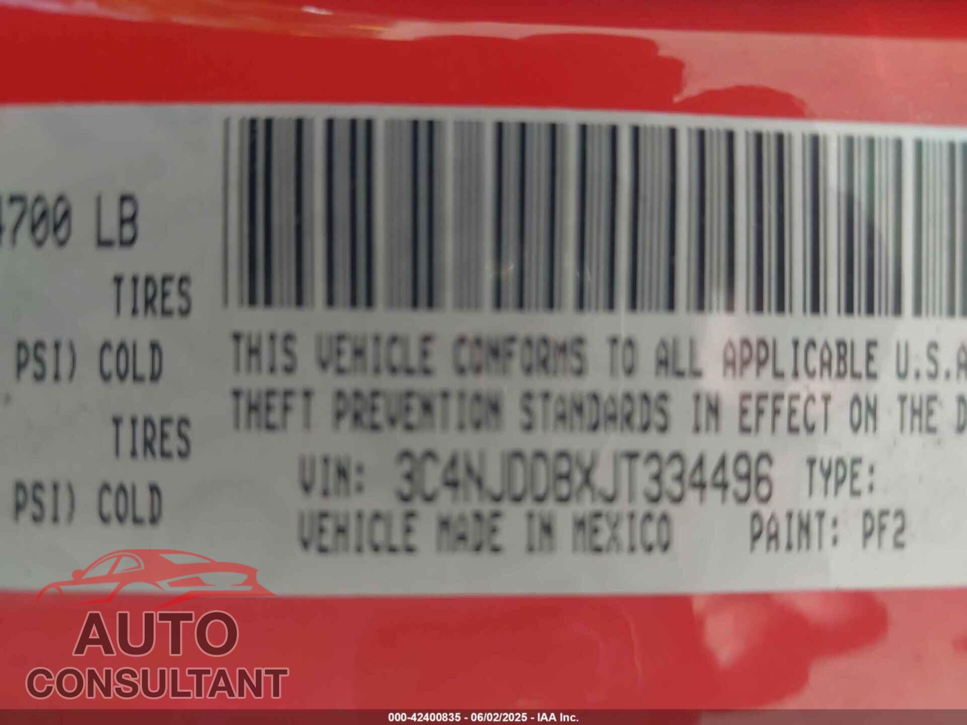 JEEP COMPASS 2018 - 3C4NJDDBXJT334496