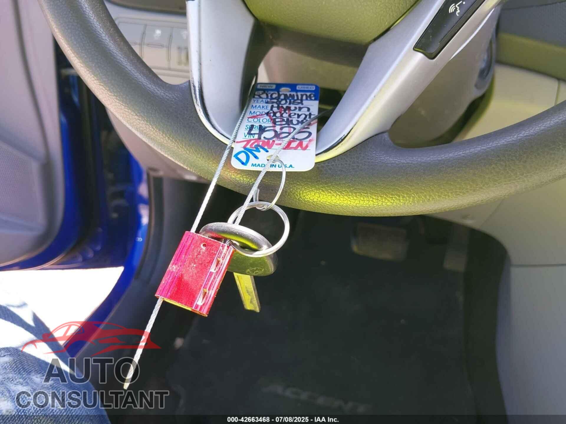 HYUNDAI ACCENT 2012 - KMHCU4AE0CU245814