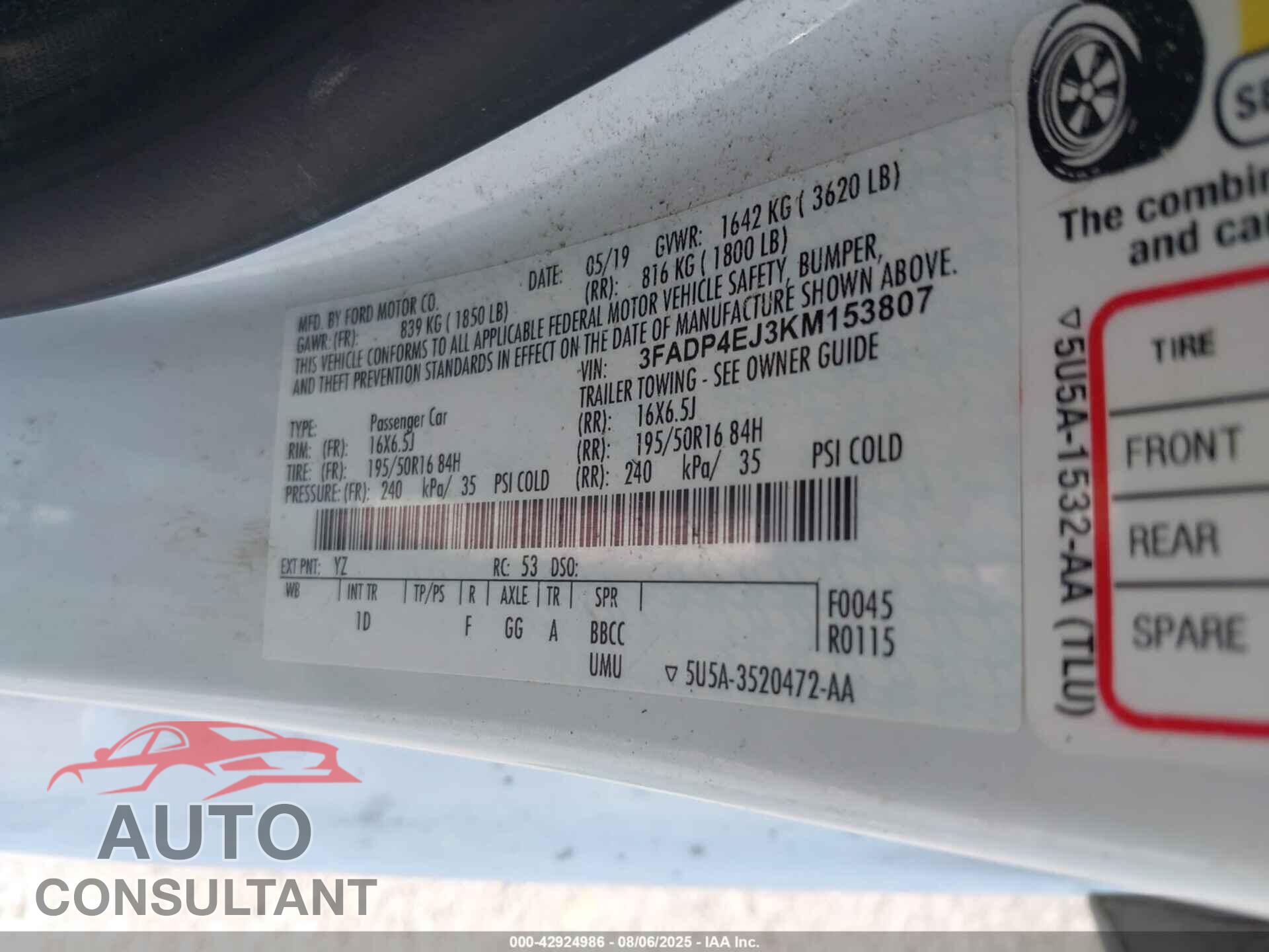 FORD FIESTA 2019 - 3FADP4EJ3KM153807
