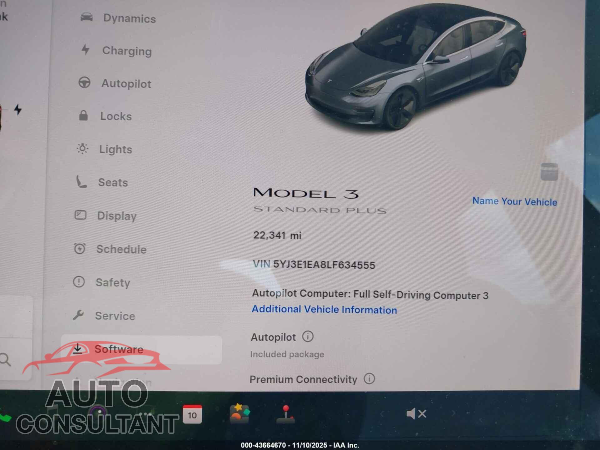 TESLA MODEL 3 2020 - 5YJ3E1EA8LF634555