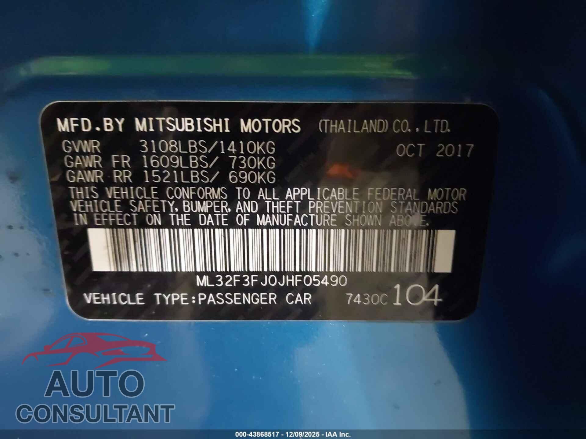 MITSUBISHI MIRAGE G4 2018 - ML32F3FJ0JHF05490
