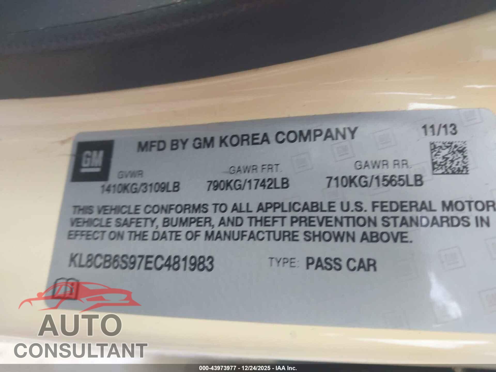 CHEVROLET SPARK 2014 - KL8CB6S97EC481983