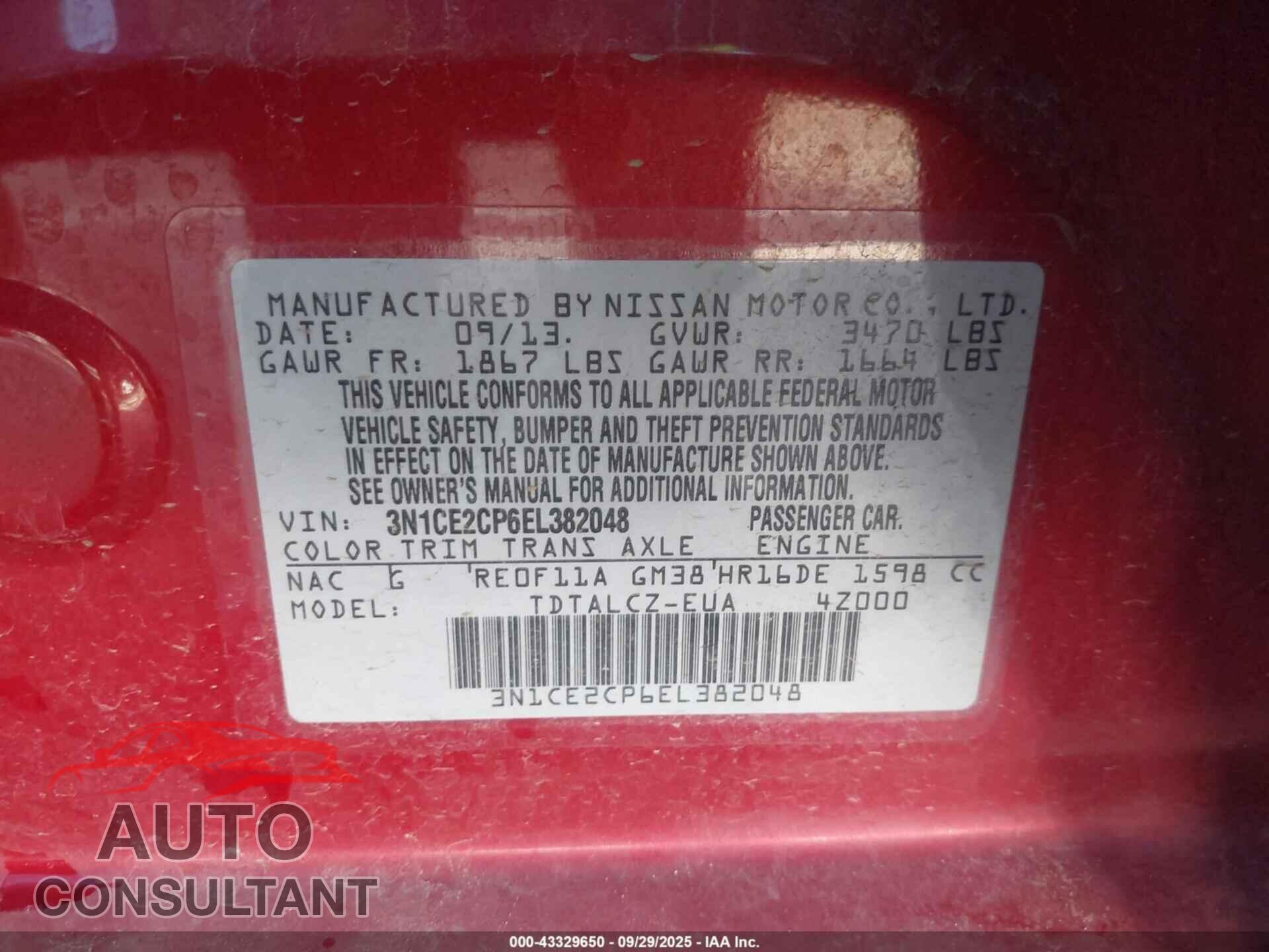 NISSAN VERSA NOTE 2014 - 3N1CE2CP6EL382048