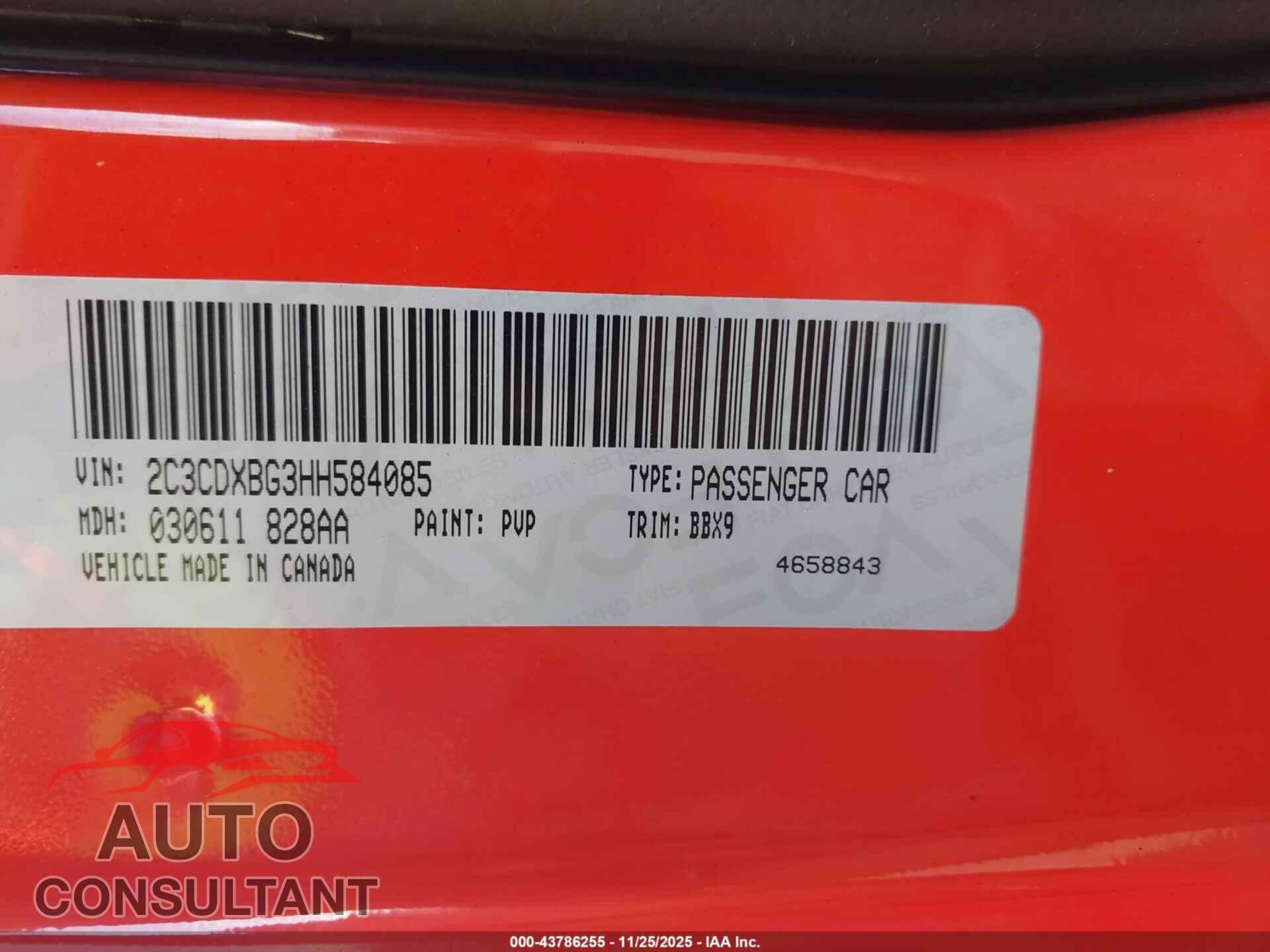 DODGE CHARGER 2017 - 2C3CDXBG3HH584085