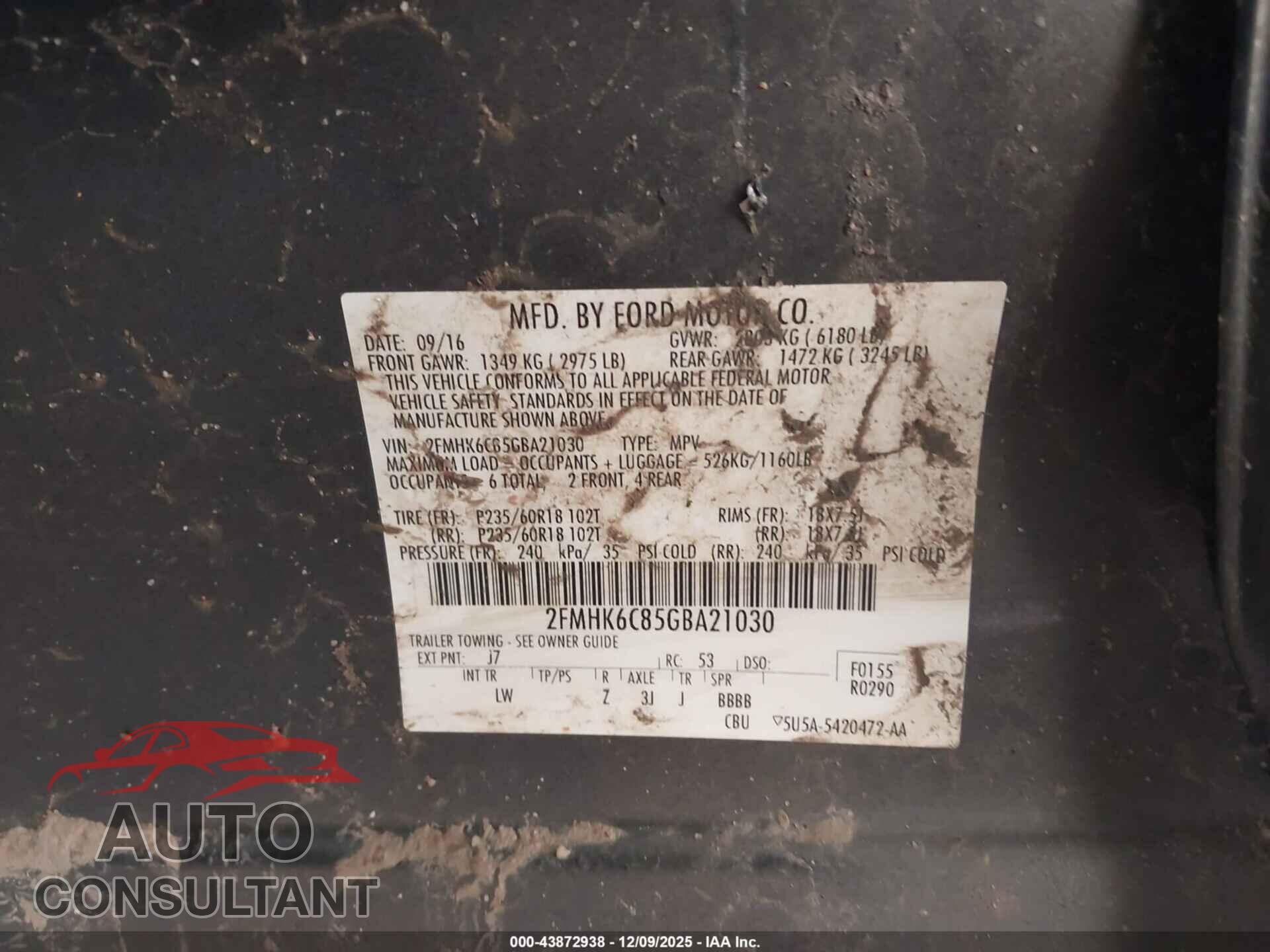 FORD FLEX 2016 - 2FMHK6C85GBA21030