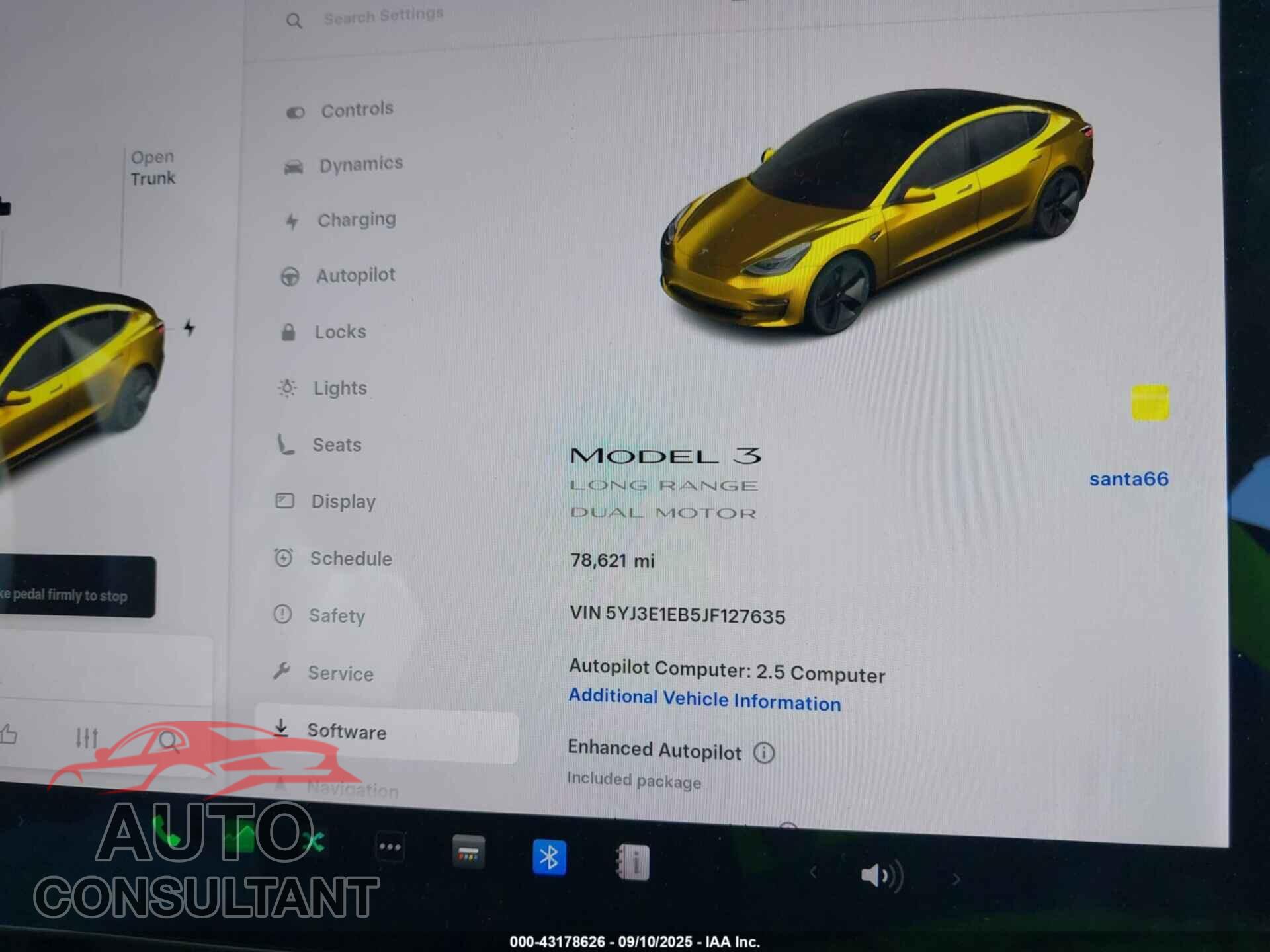 TESLA MODEL 3 2018 - 5YJ3E1EB5JF127635