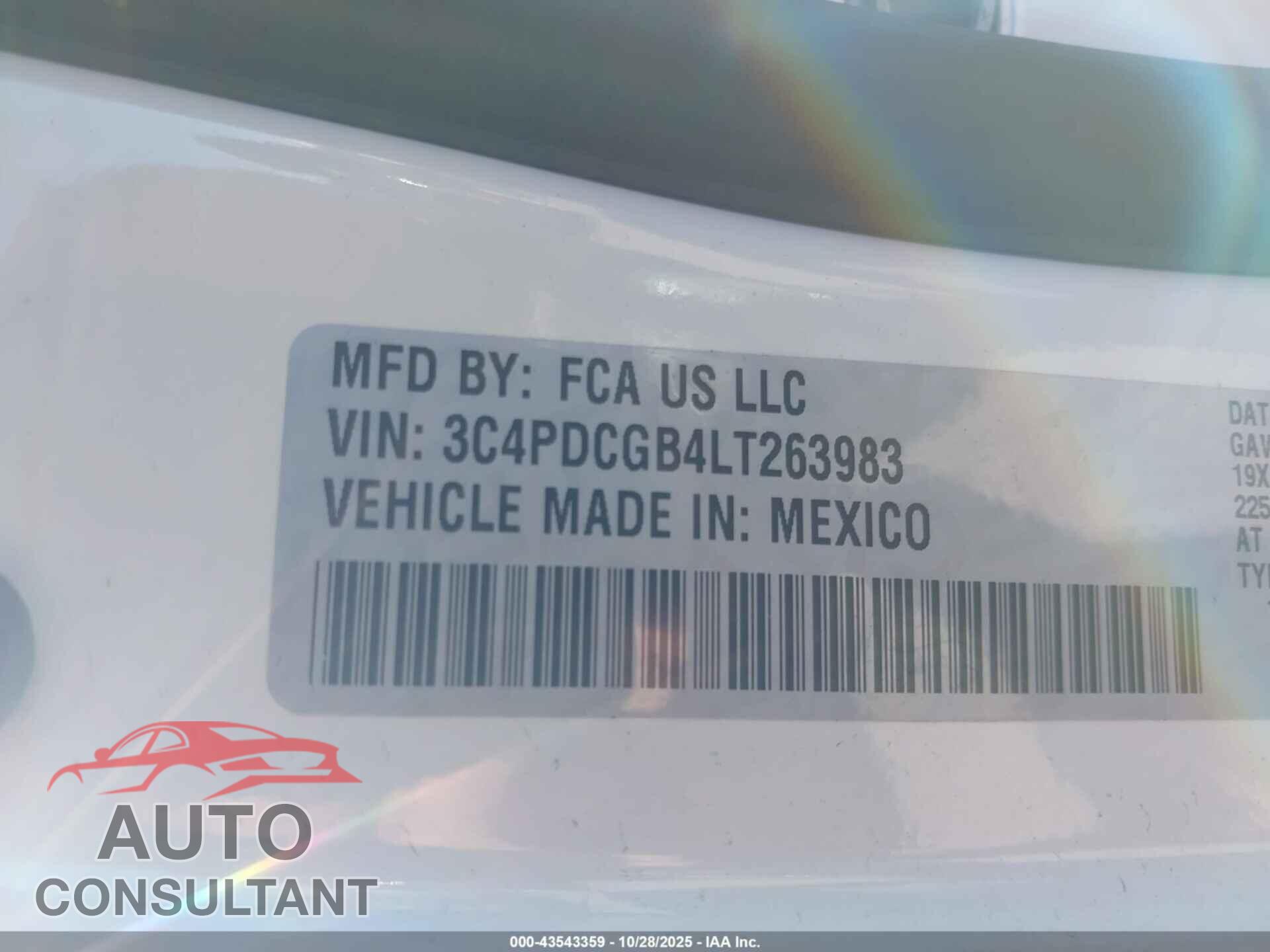 DODGE JOURNEY 2020 - 3C4PDCGB4LT263983