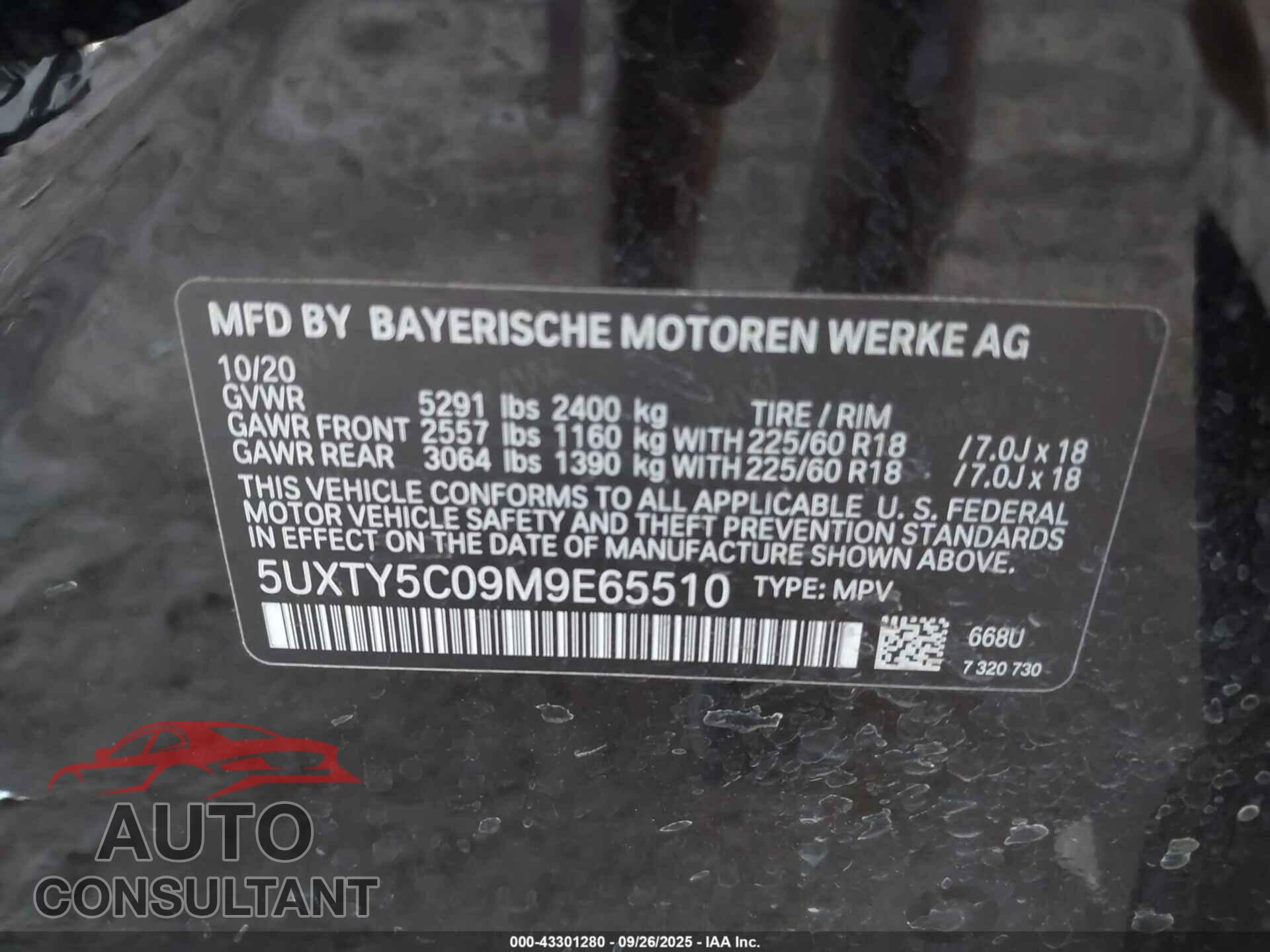 BMW X3 2021 - 5UXTY5C09M9E65510