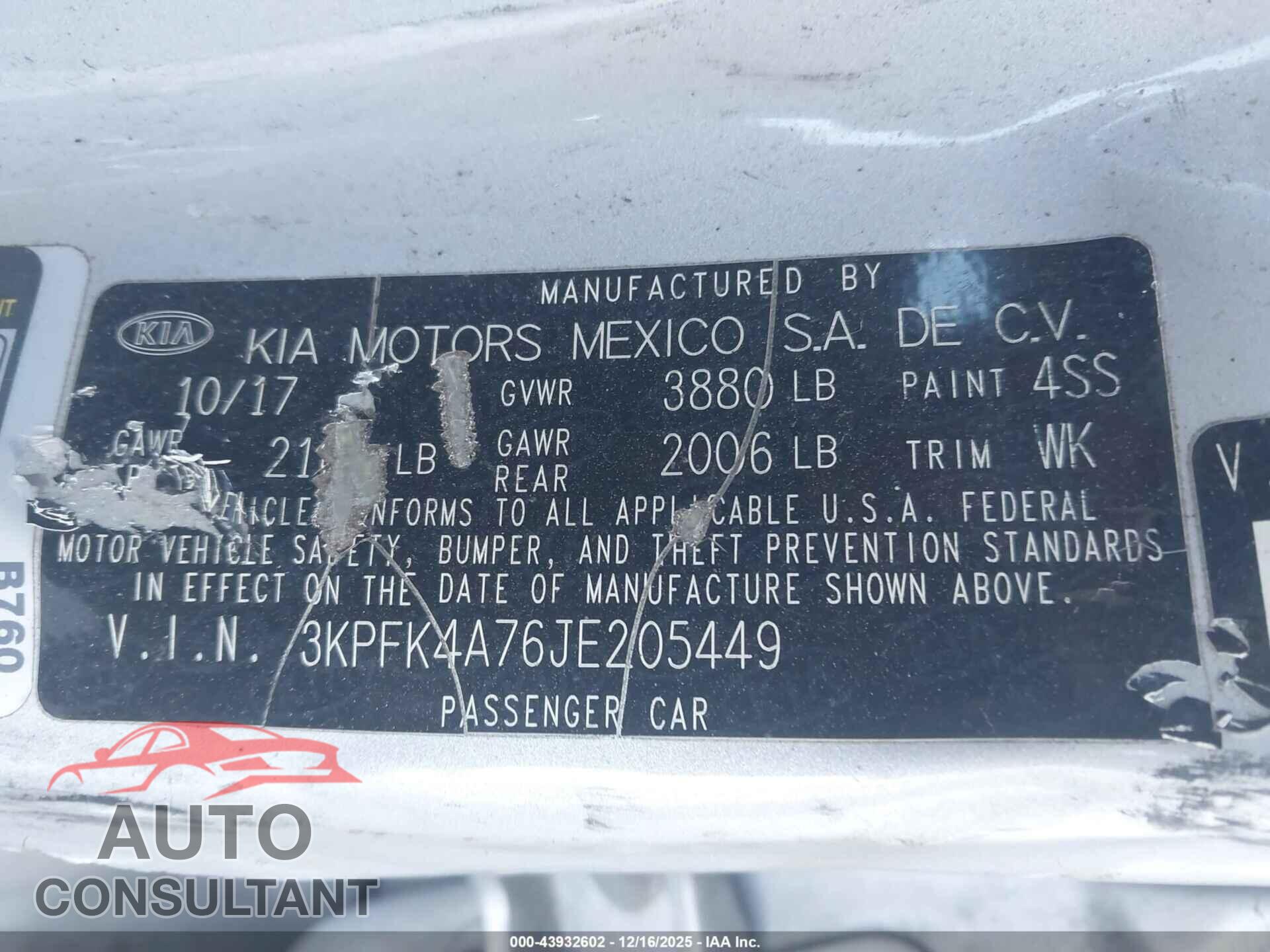 KIA FORTE 2018 - 3KPFK4A76JE205449