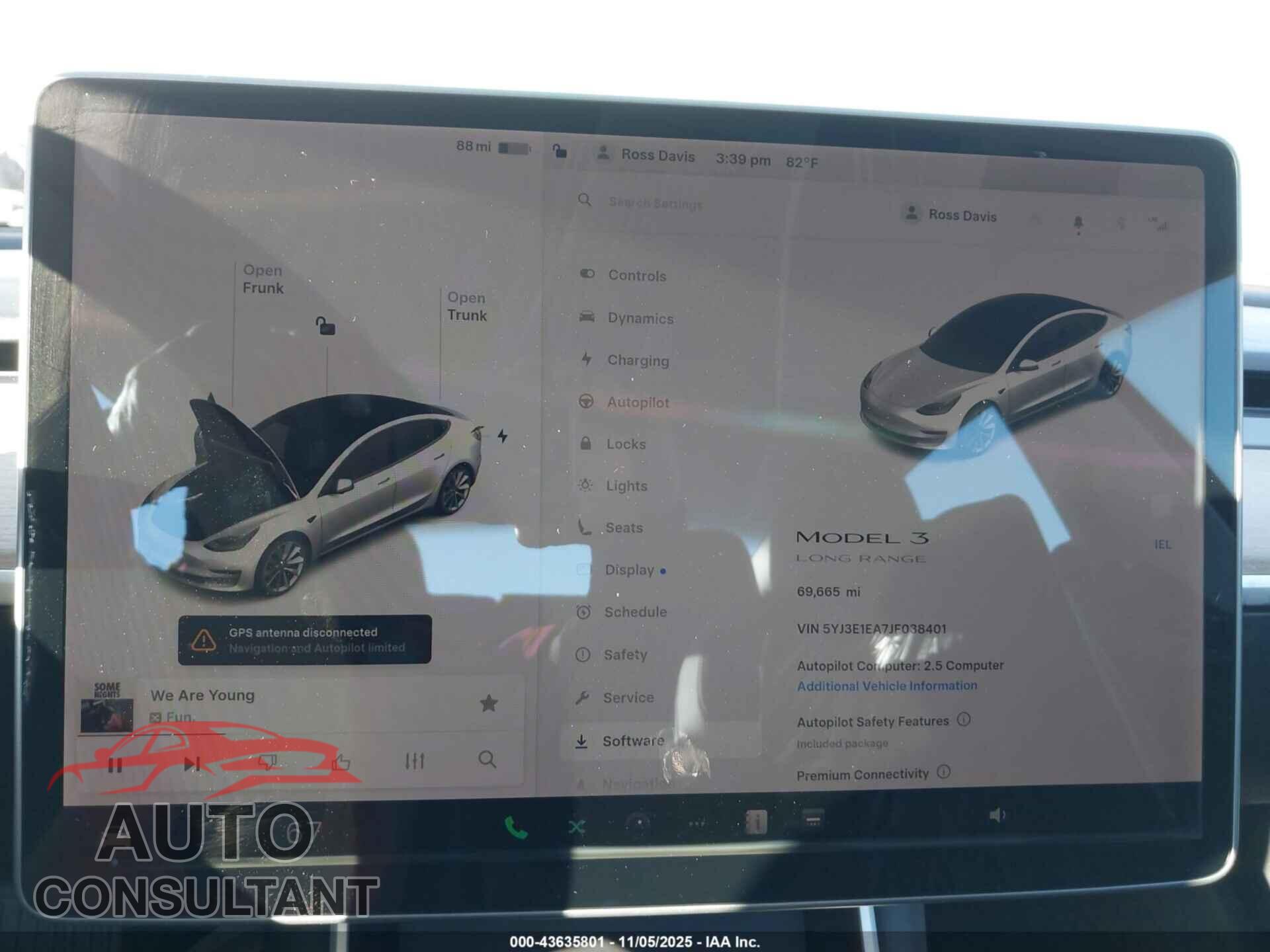 TESLA MODEL 3 2018 - 5YJ3E1EA7JF038401