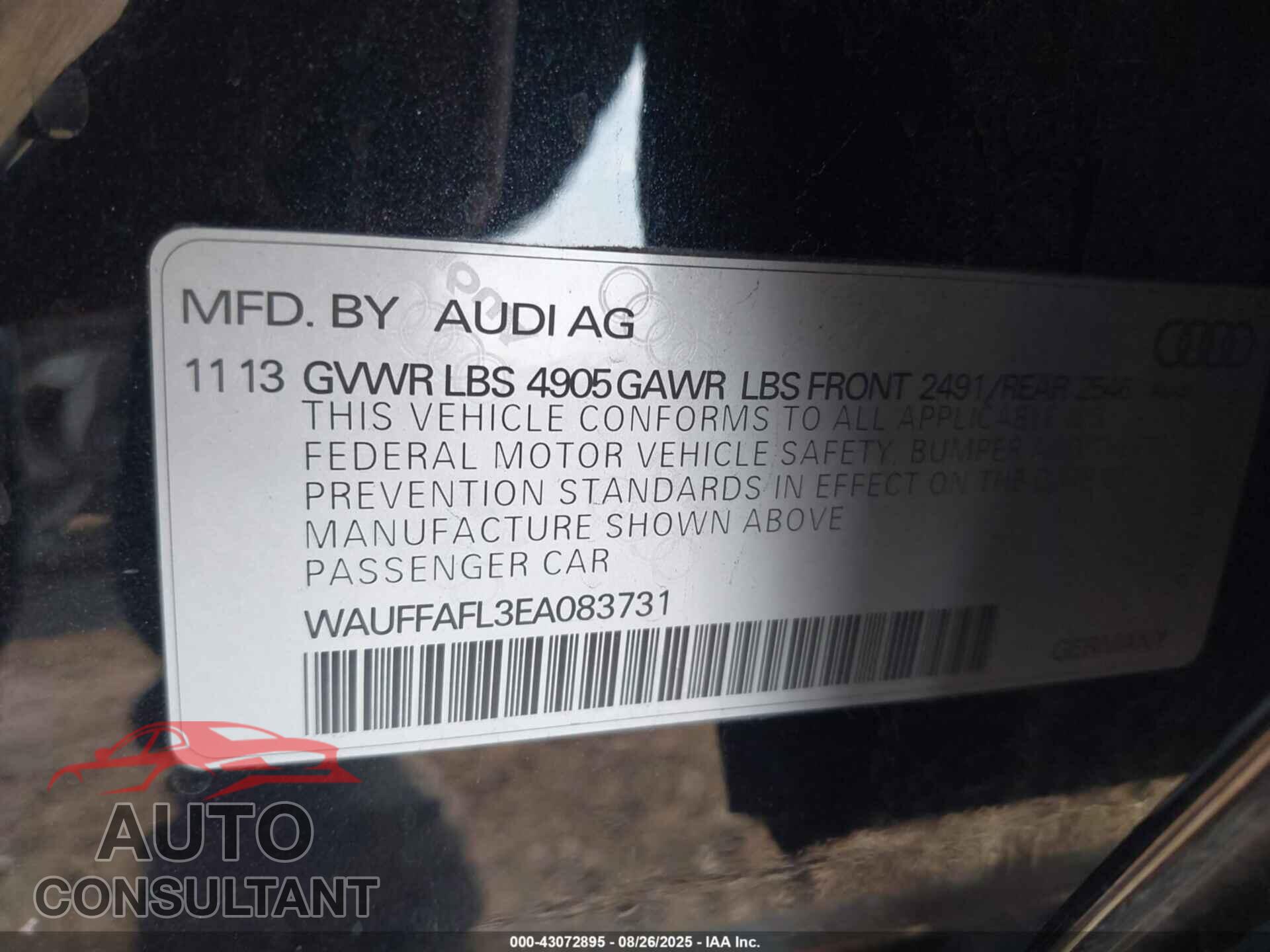 AUDI A4 2014 - WAUFFAFL3EA083731