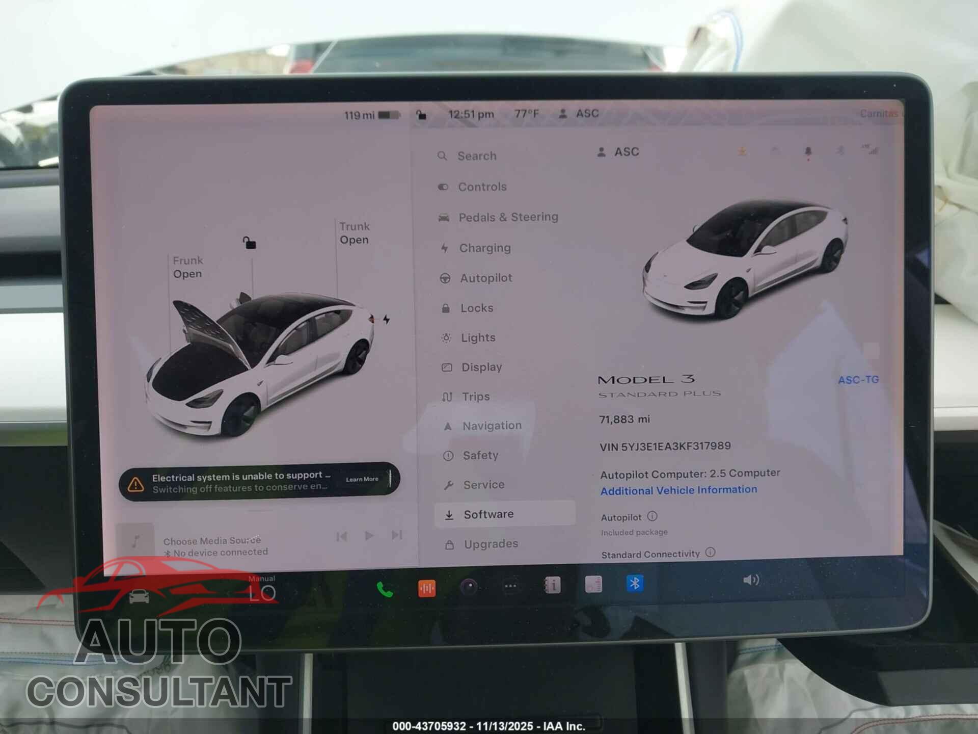 TESLA MODEL 3 2019 - 5YJ3E1EA3KF317989