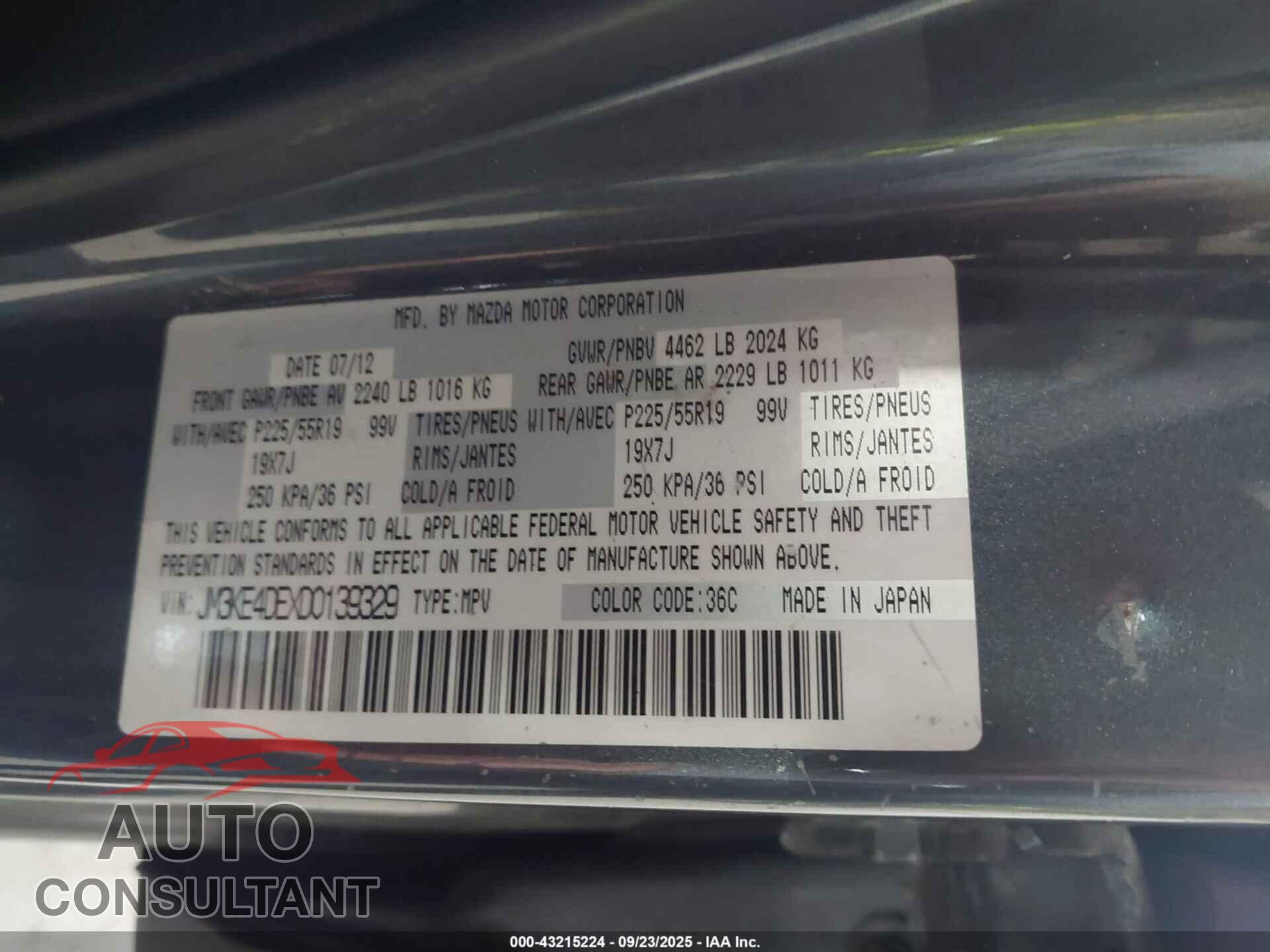 MAZDA CX-5 2013 - JM3KE4DEXD0139329