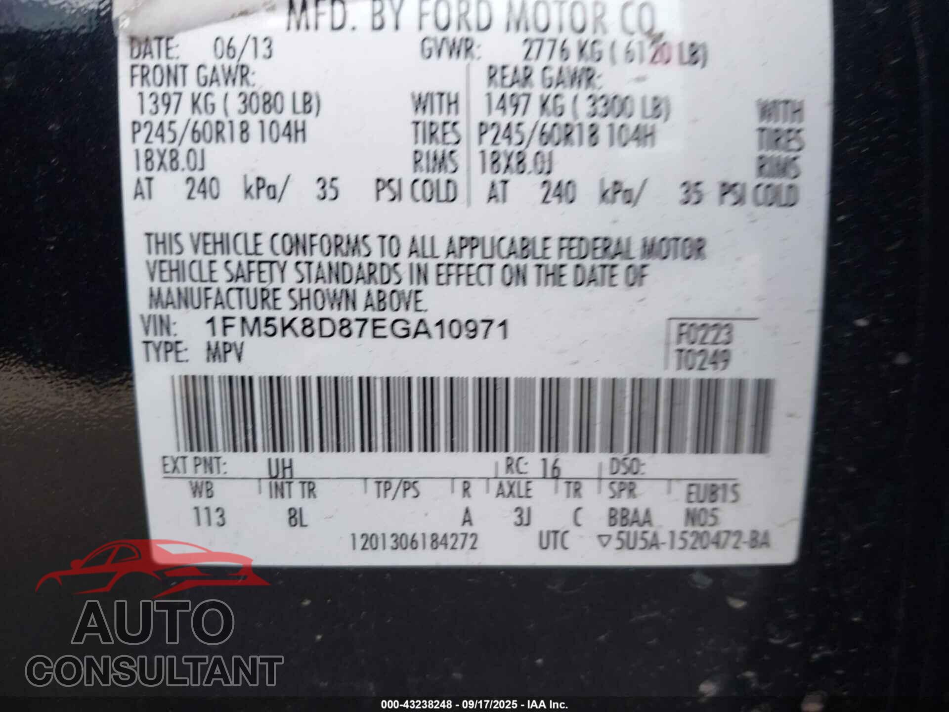 FORD EXPLORER 2014 - 1FM5K8D87EGA10971