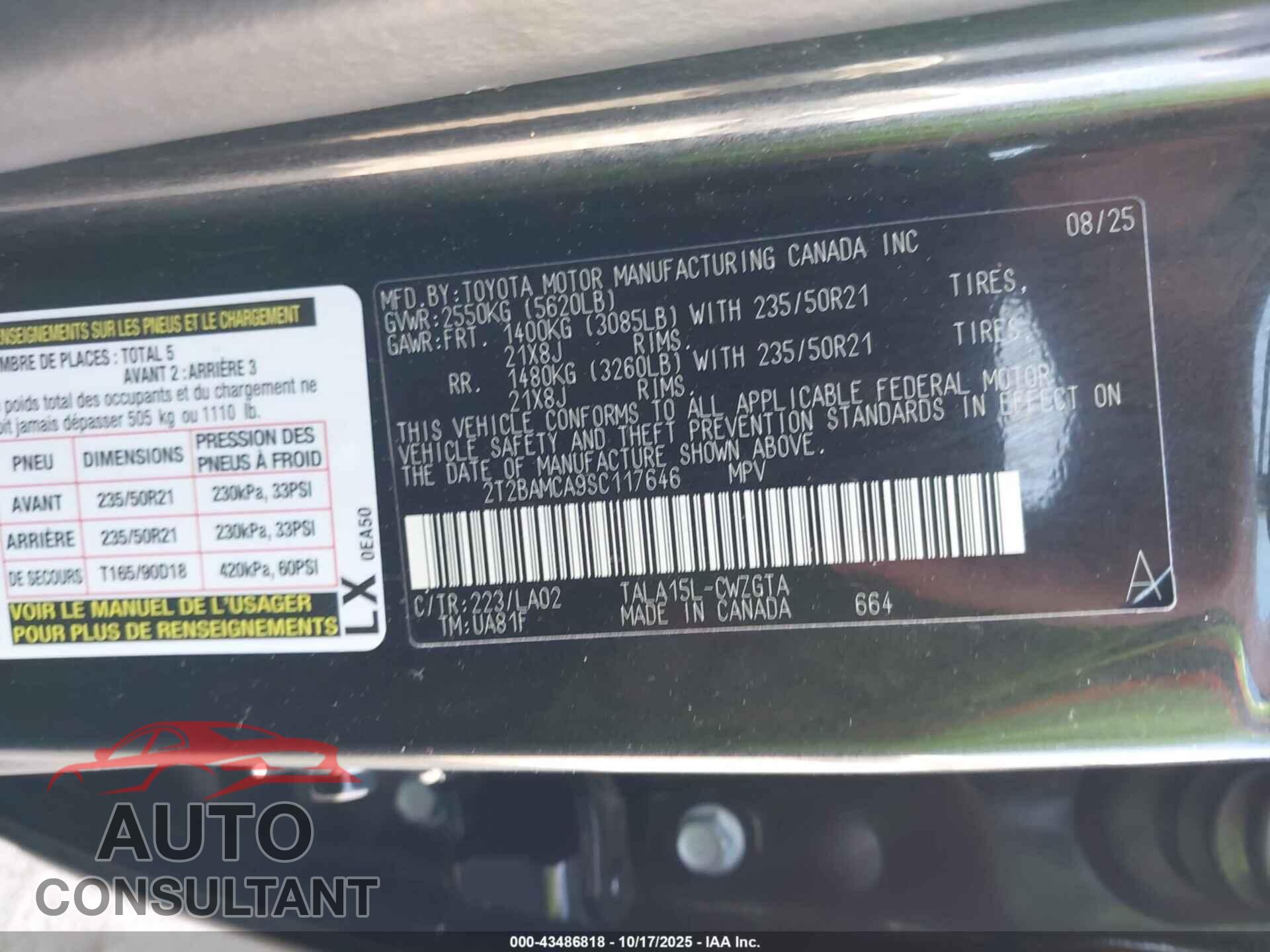 LEXUS RX 350 2025 - 2T2BAMCA9SC117646