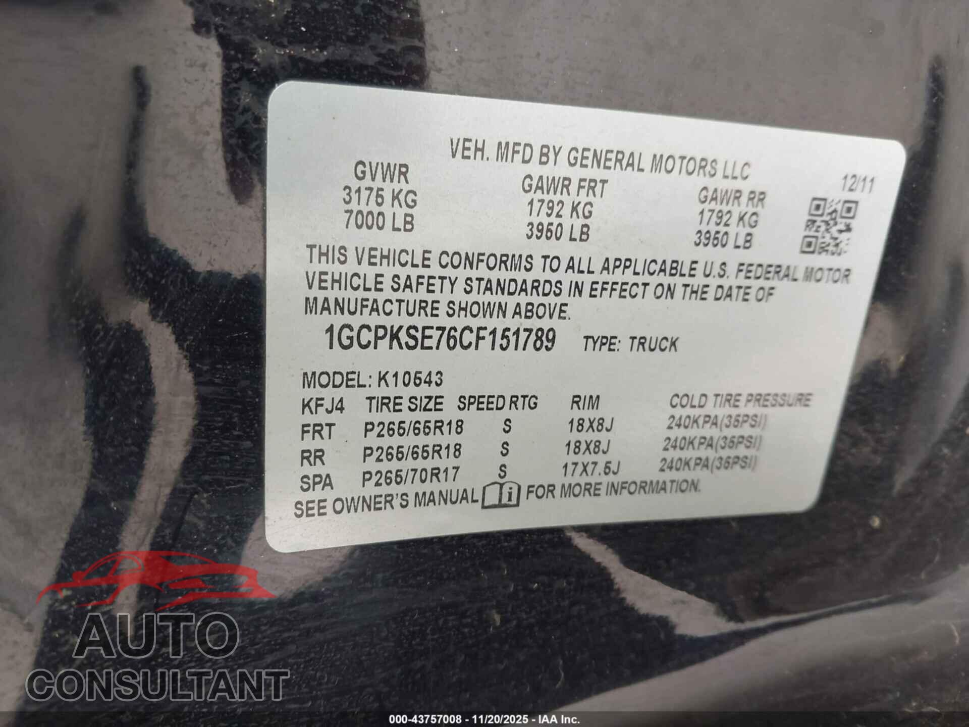 CHEVROLET SILVERADO 1500 2012 - 1GCPKSE76CF151789