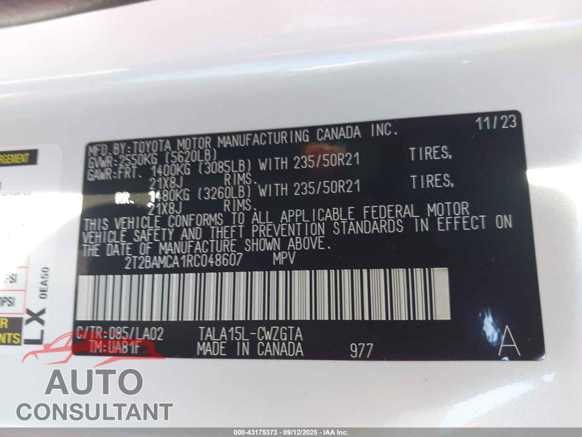 LEXUS RX 350 2024 - 2T2BAMCA1RC048607