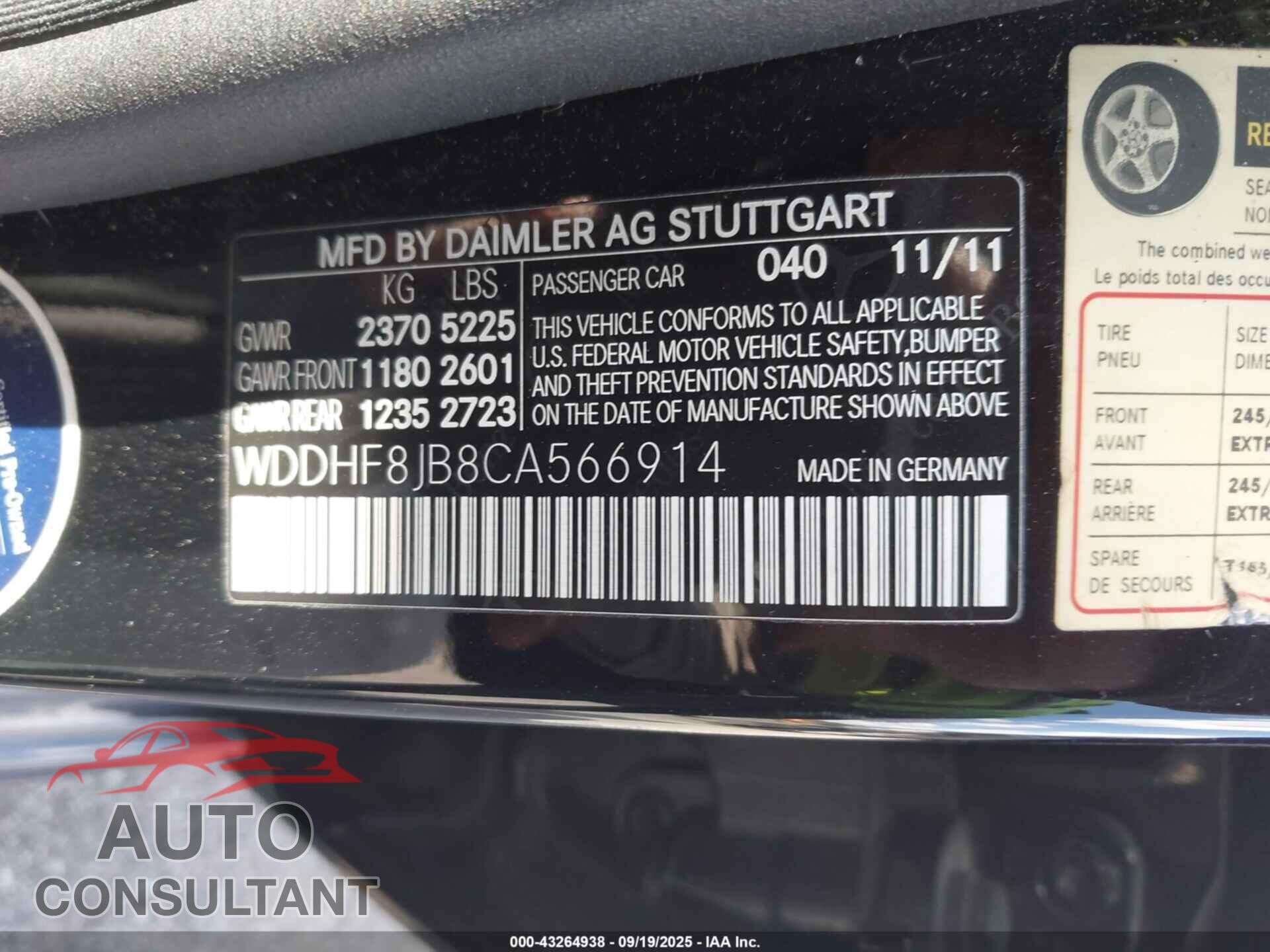 MERCEDES-BENZ E 350 2012 - WDDHF8JB8CA566914