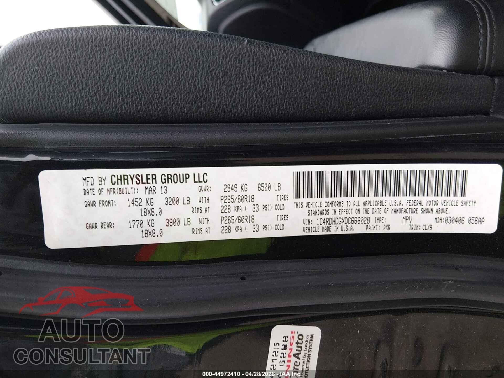 DODGE DURANGO 2013 - 1C4RDHDGXDC666028