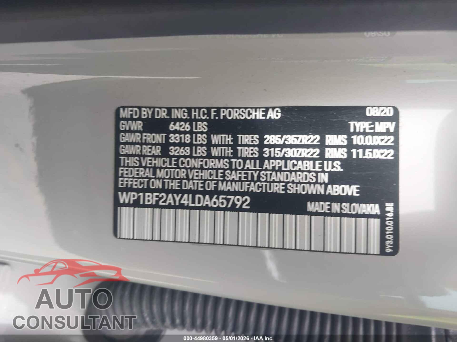 PORSCHE CAYENNE COUPE 2020 - WP1BF2AY4LDA65792