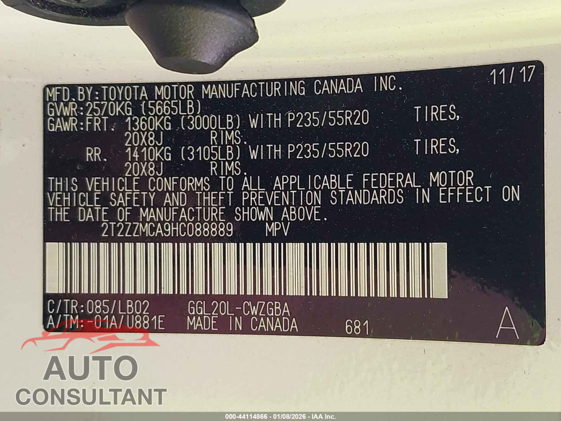 LEXUS RX 350 2017 - 2T2ZZMCA9HC088889