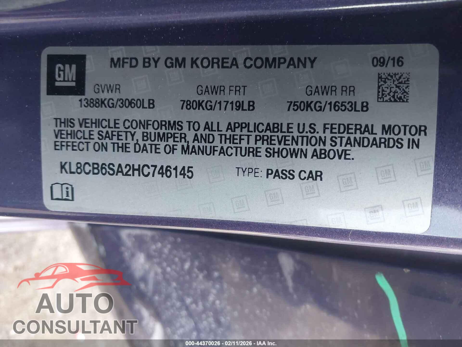 CHEVROLET SPARK 2017 - KL8CB6SA2HC746145
