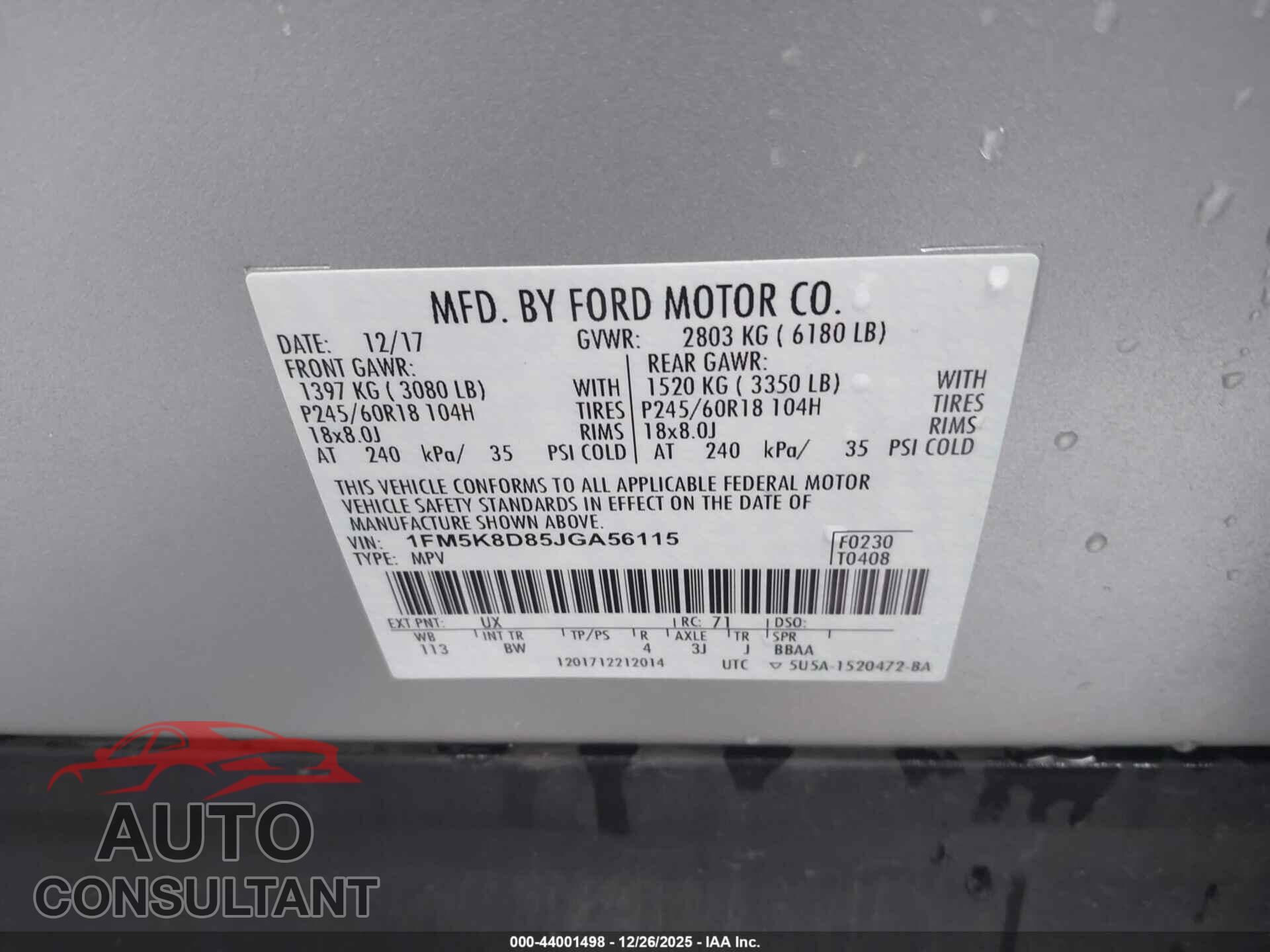 FORD EXPLORER 2018 - 1FM5K8D85JGA56115