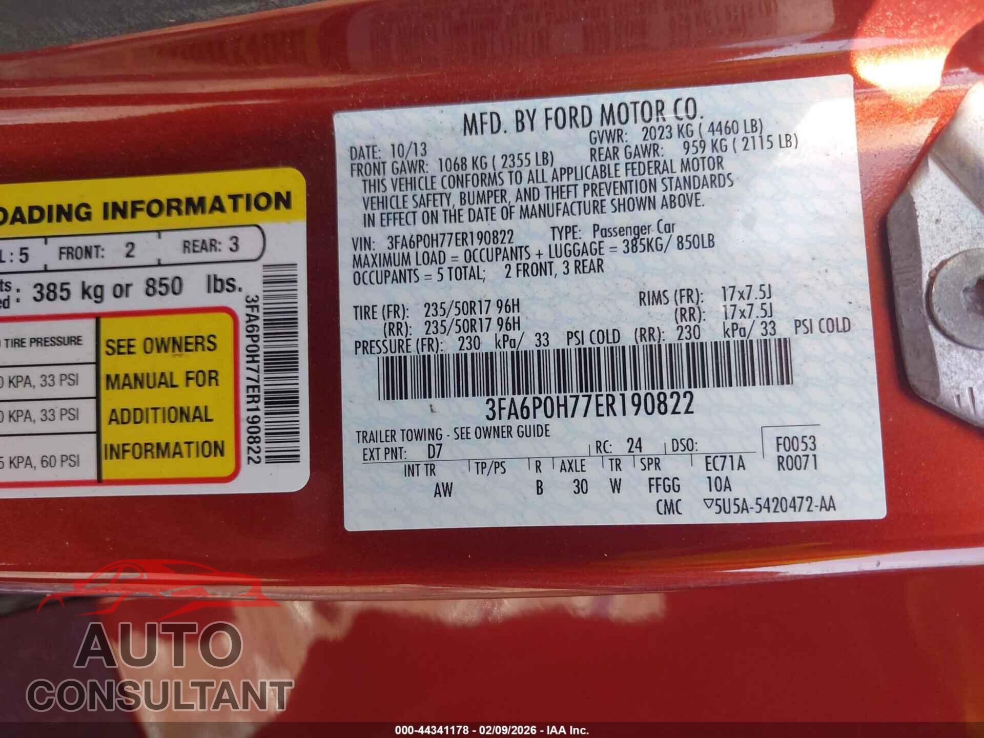 FORD FUSION 2014 - 3FA6P0H77ER190822