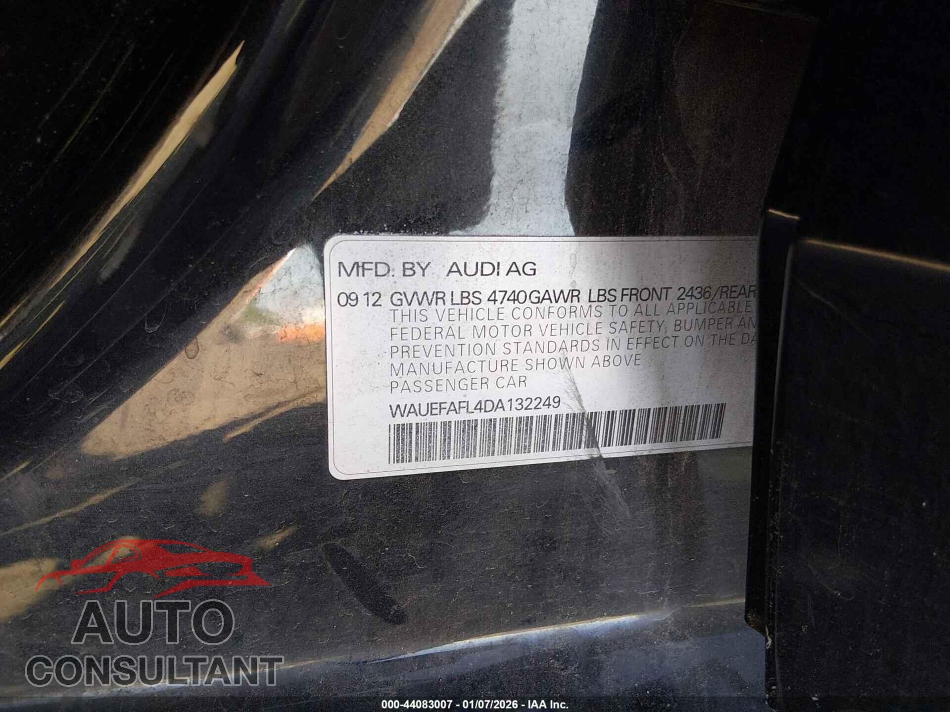 AUDI A4 2013 - WAUEFAFL4DA132249