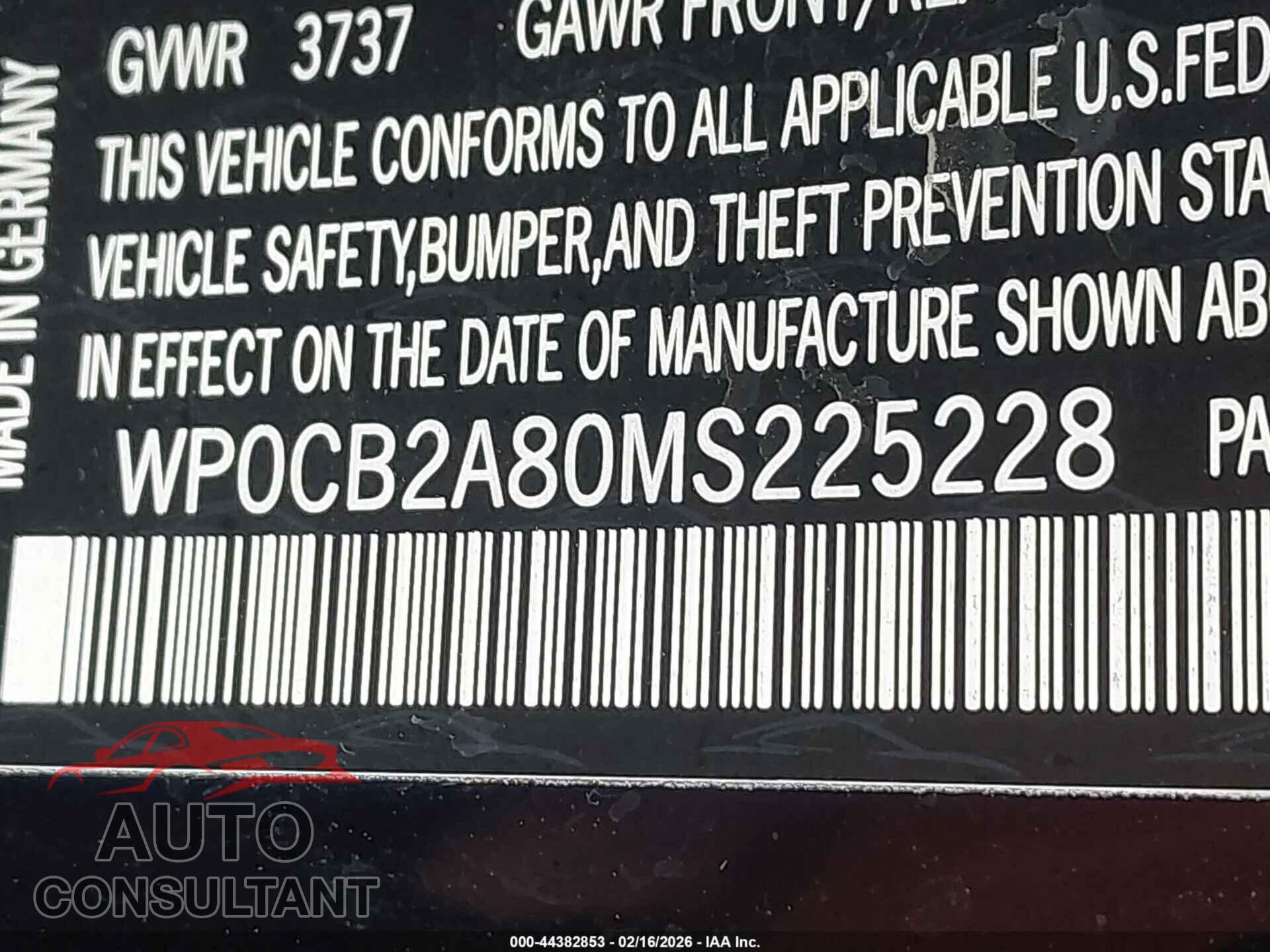 PORSCHE 718 BOXSTER 2021 - WP0CB2A80MS225228