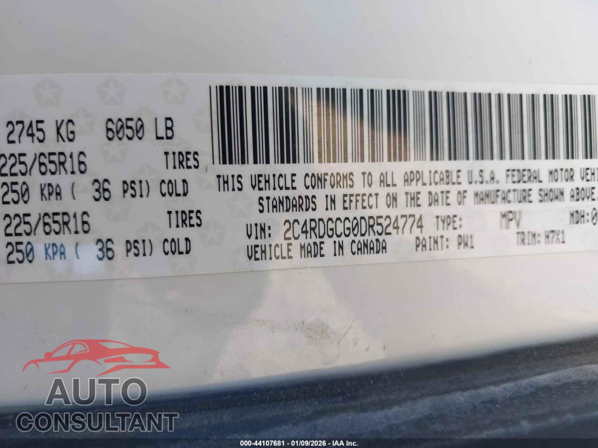 DODGE GRAND CARAVAN 2013 - 2C4RDGCG0DR524774