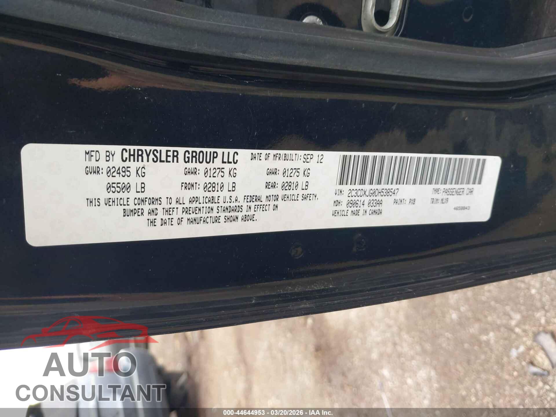 DODGE CHARGER 2013 - 2C3CDXJG0DH538547
