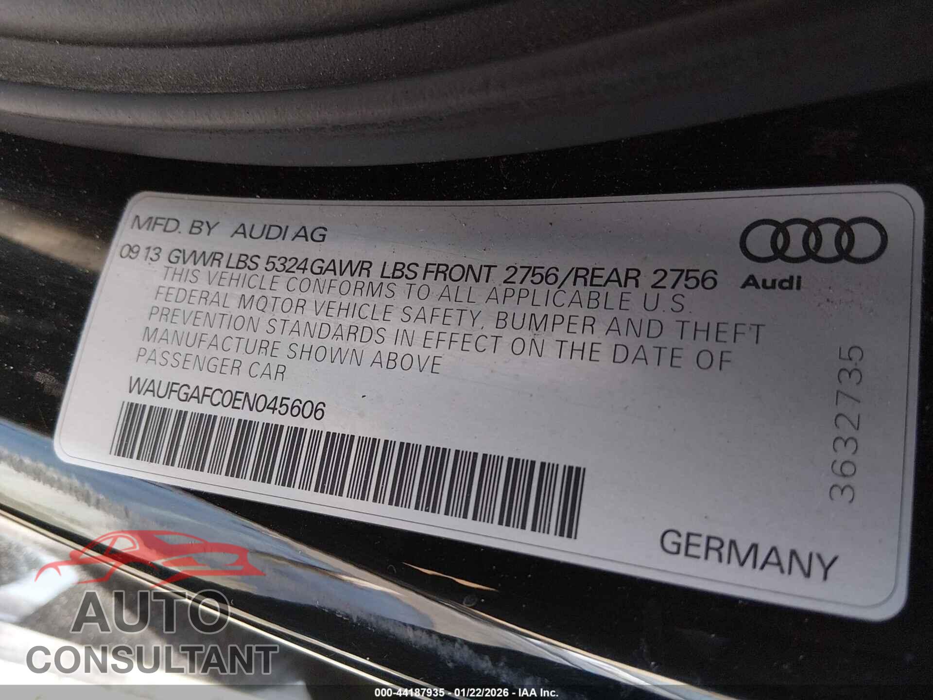 AUDI A6 2014 - WAUFGAFC0EN045606