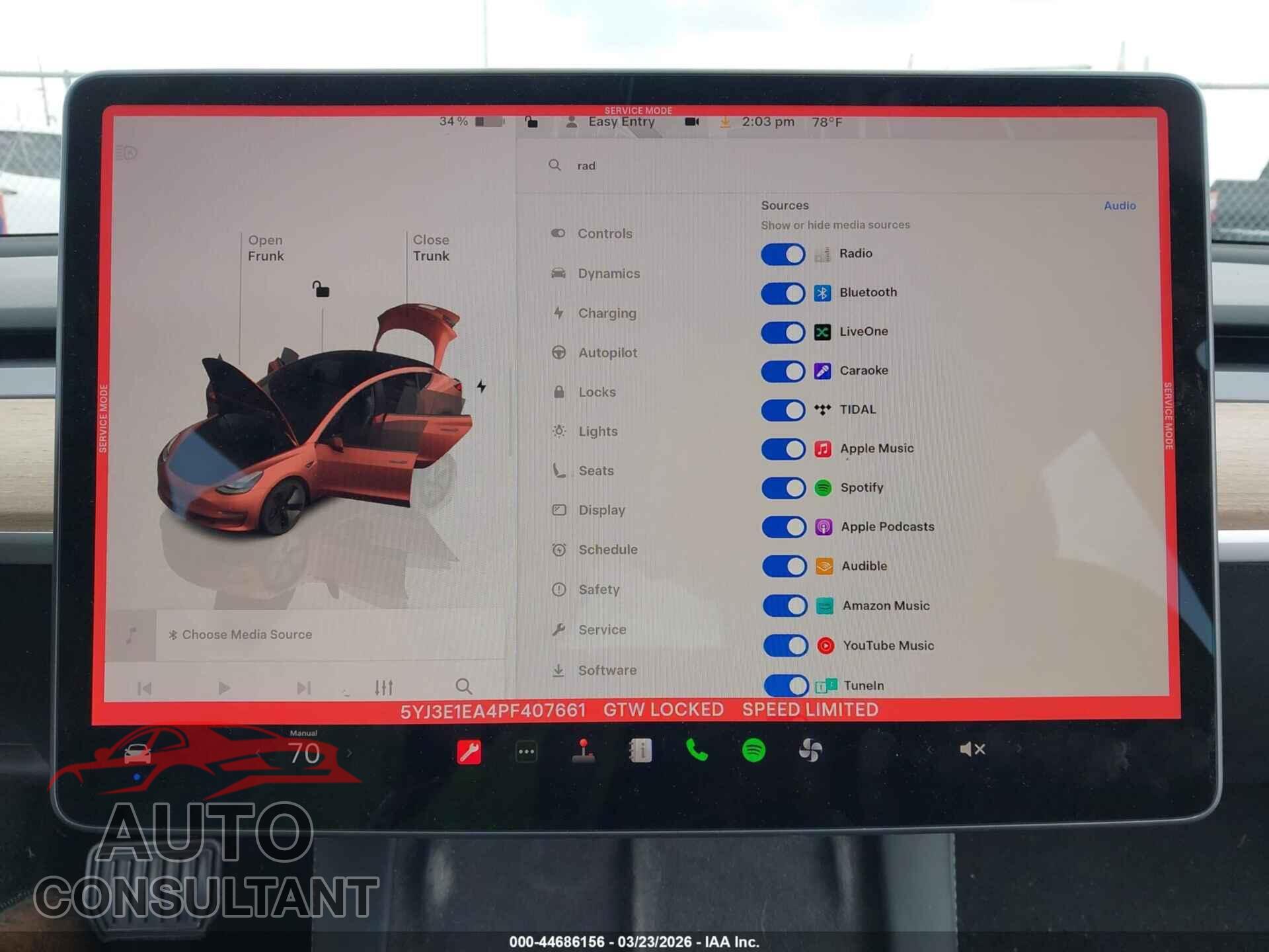 TESLA MODEL 3 2023 - 5YJ3E1EA4PF407661