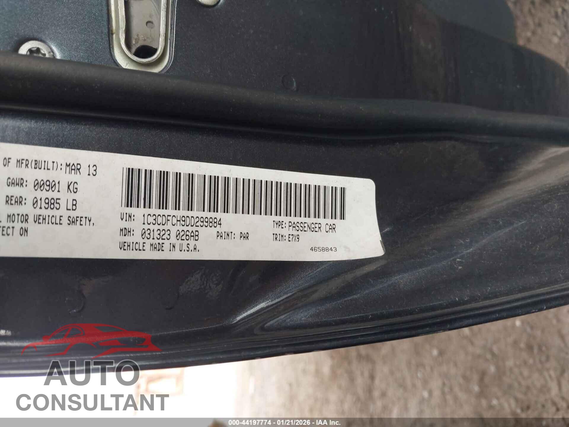 DODGE DART 2013 - 1C3CDFCH9DD299884