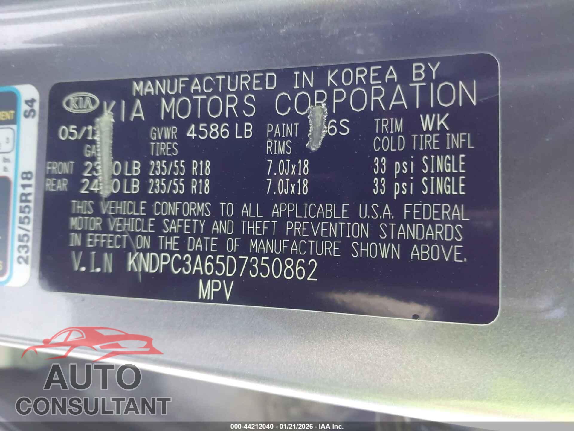 KIA SPORTAGE 2013 - KNDPC3A65D7350862