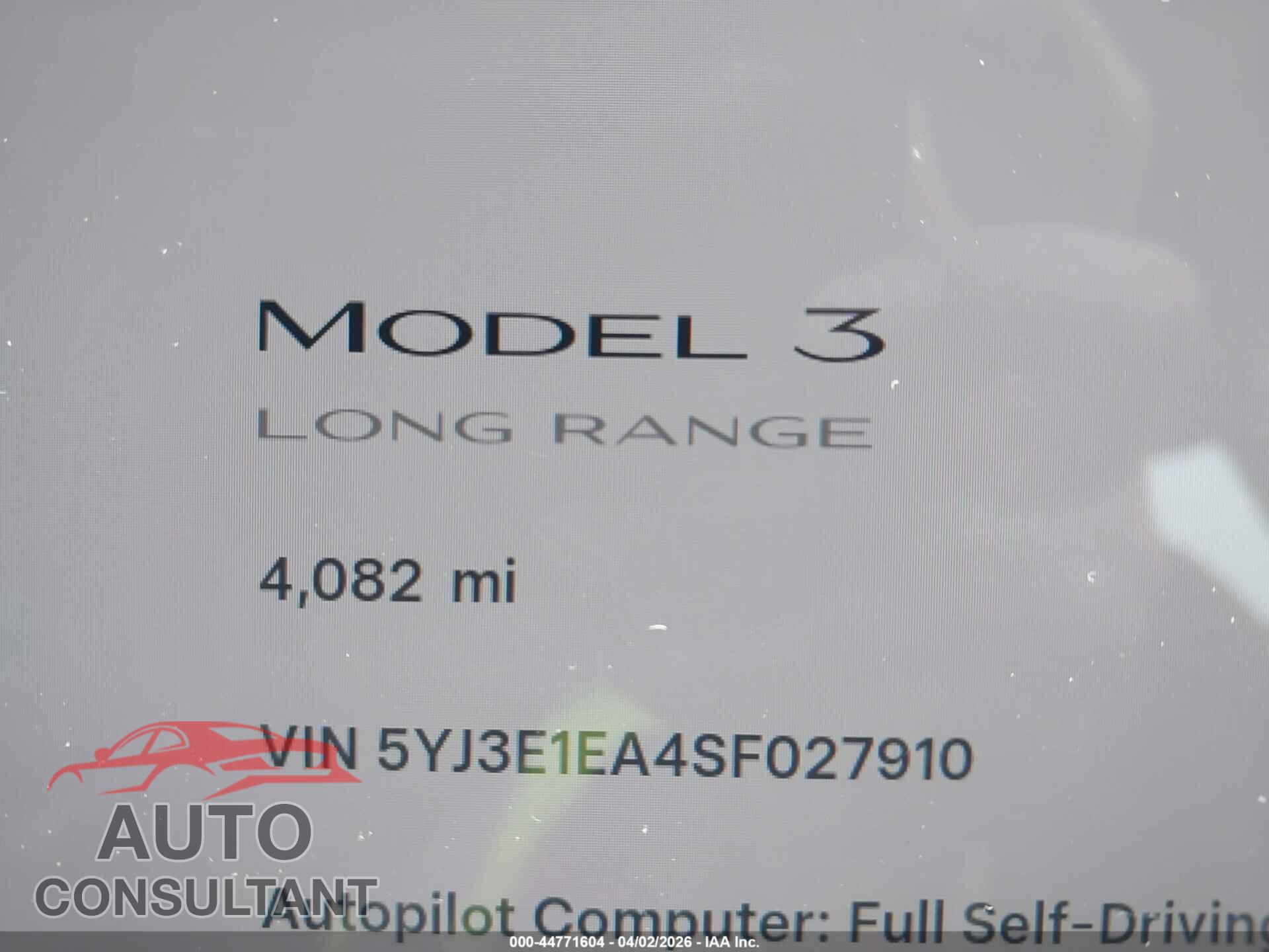 TESLA MODEL 3 2025 - 5YJ3E1EA4SF027910